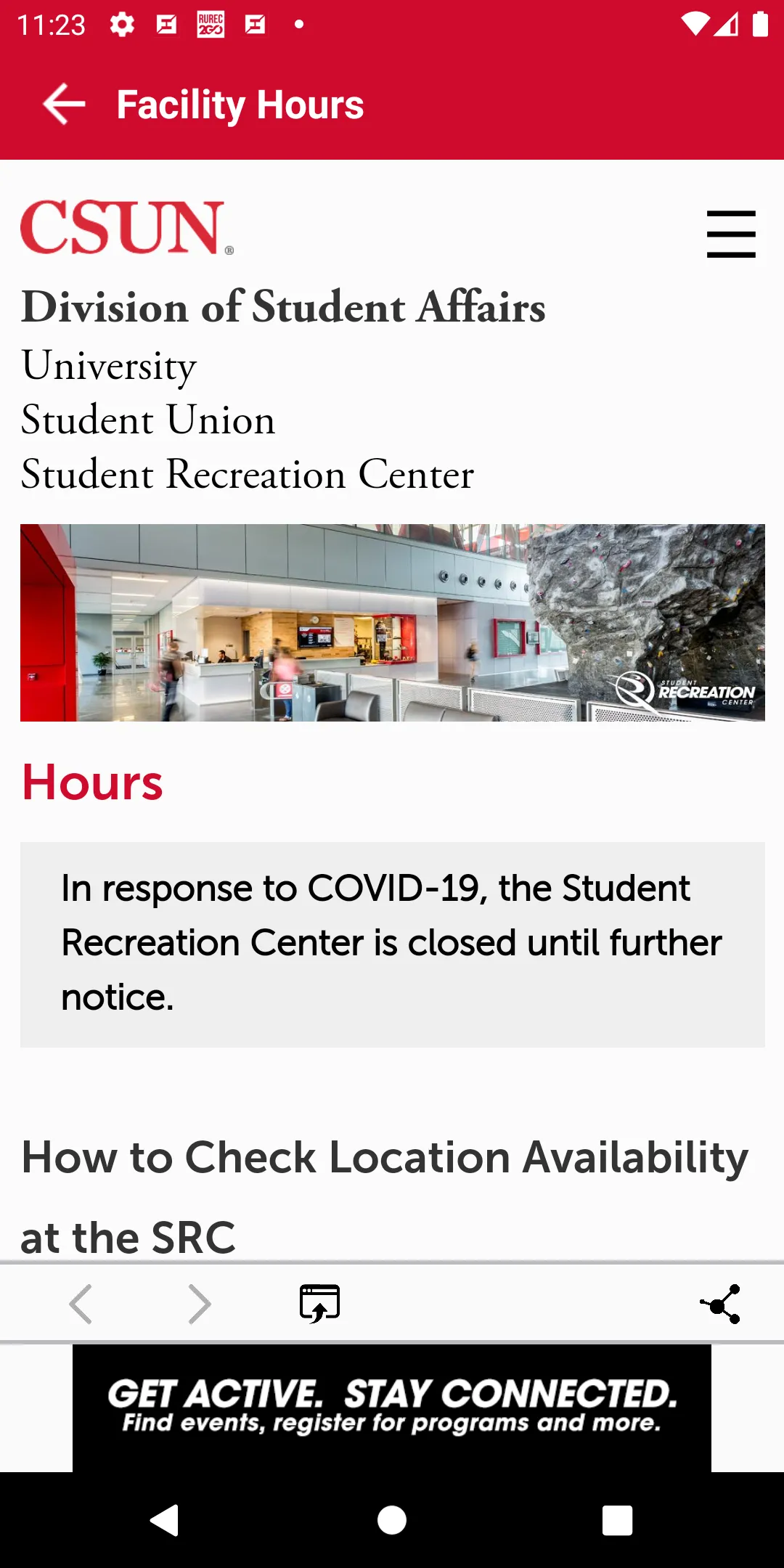 CSUN Student Recreation Center | Indus Appstore | Screenshot