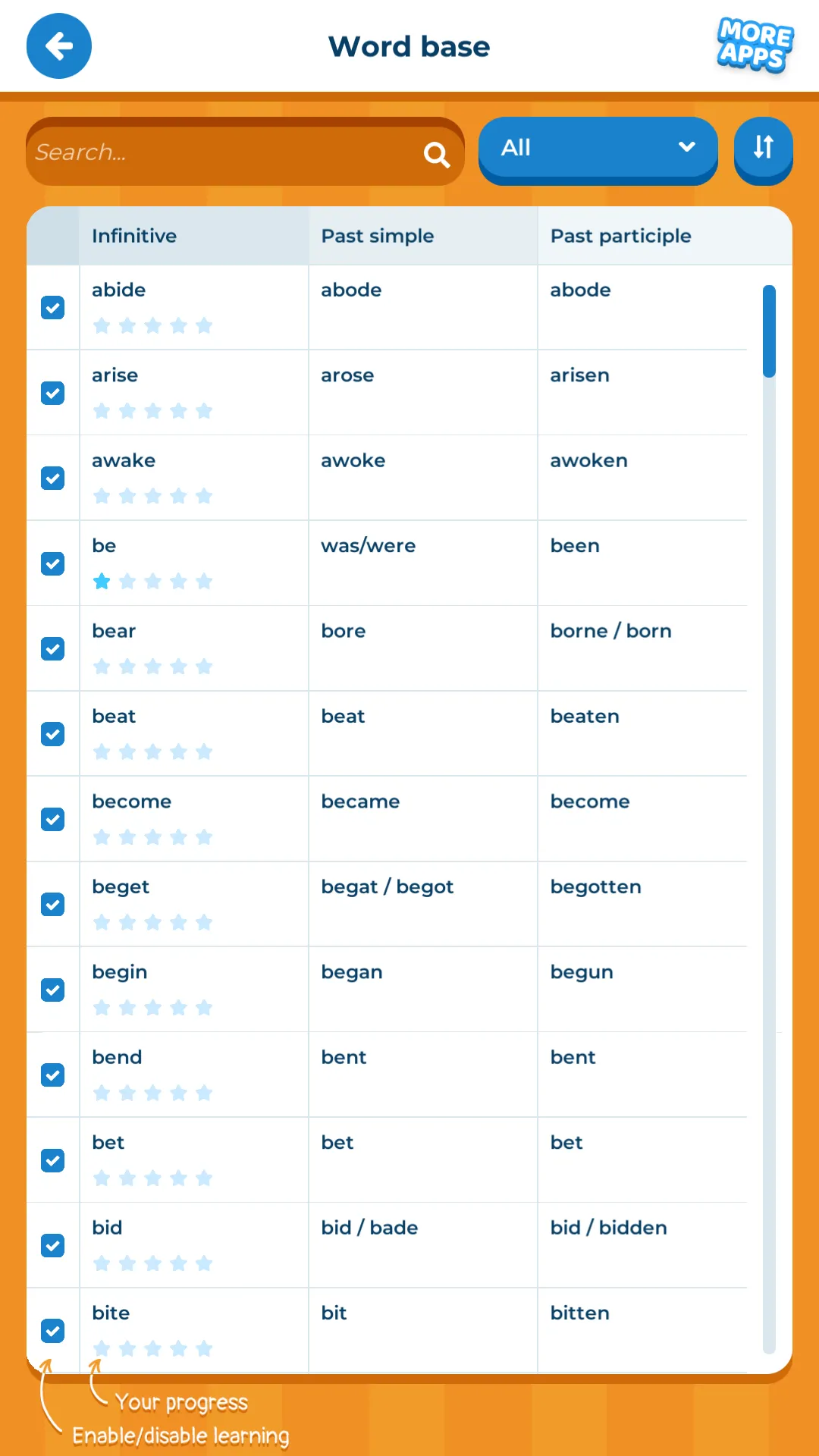 English Irregular Verbs | Indus Appstore | Screenshot