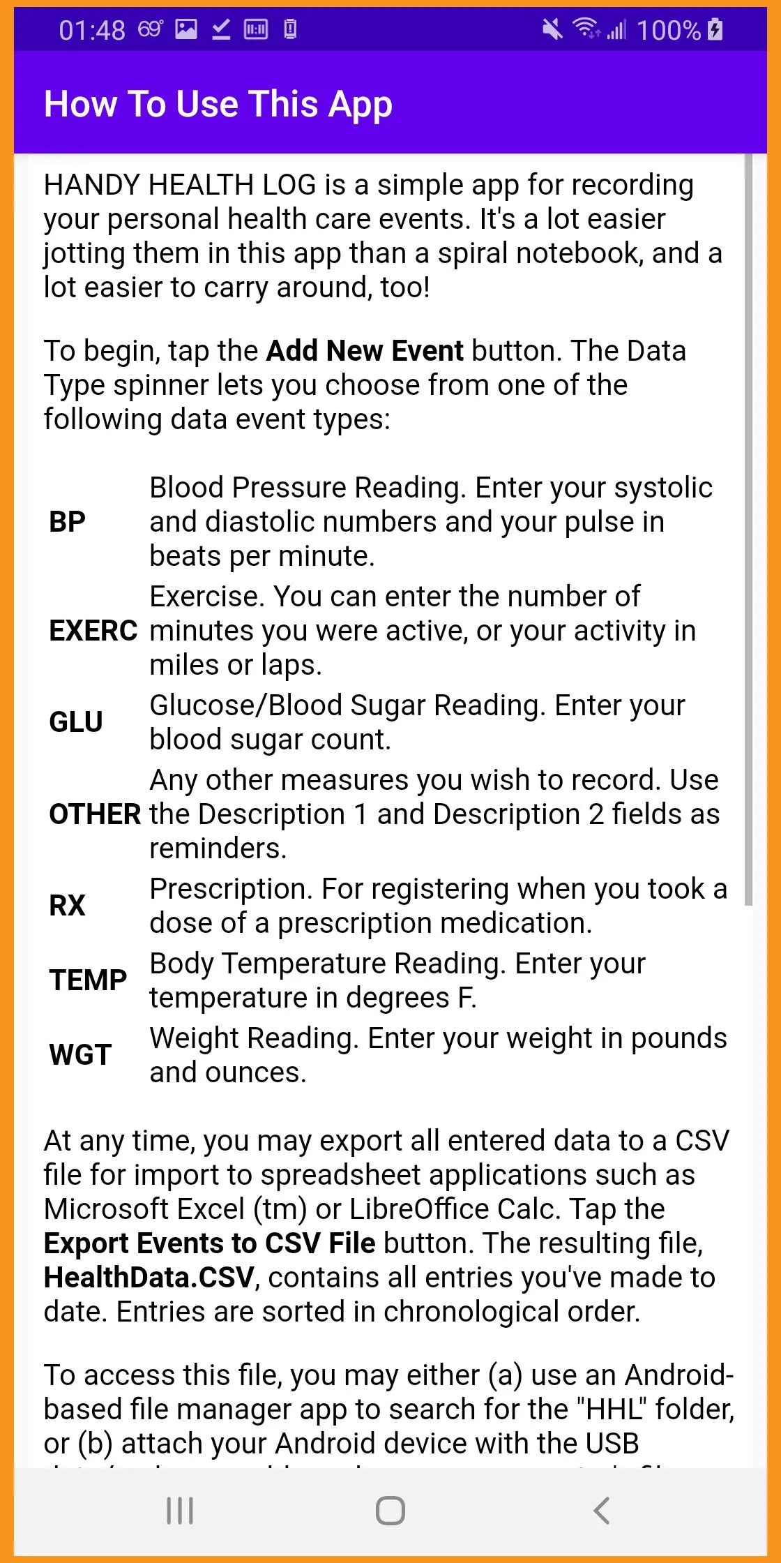 Handy Health Log | Indus Appstore | Screenshot