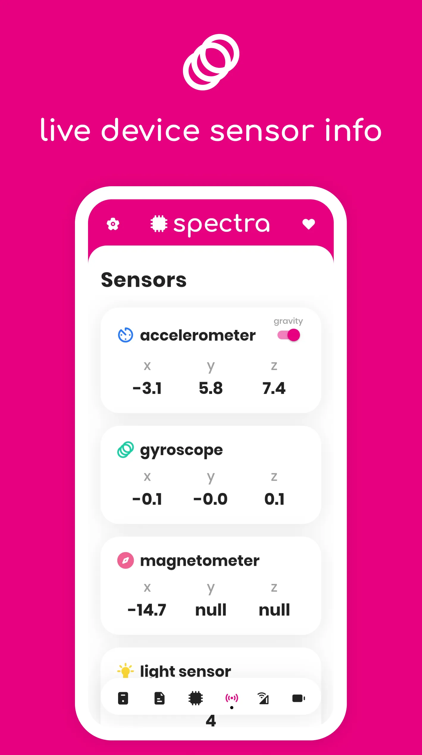 Spectra: device info | Indus Appstore | Screenshot