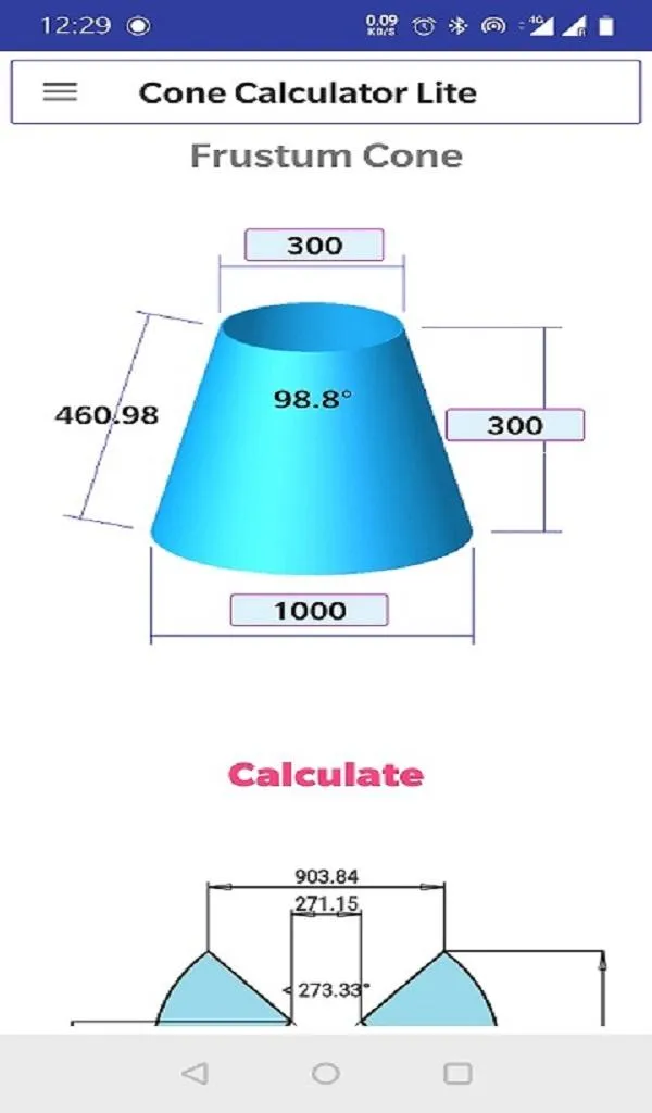 Cone Calculator Lite | Indus Appstore | Screenshot