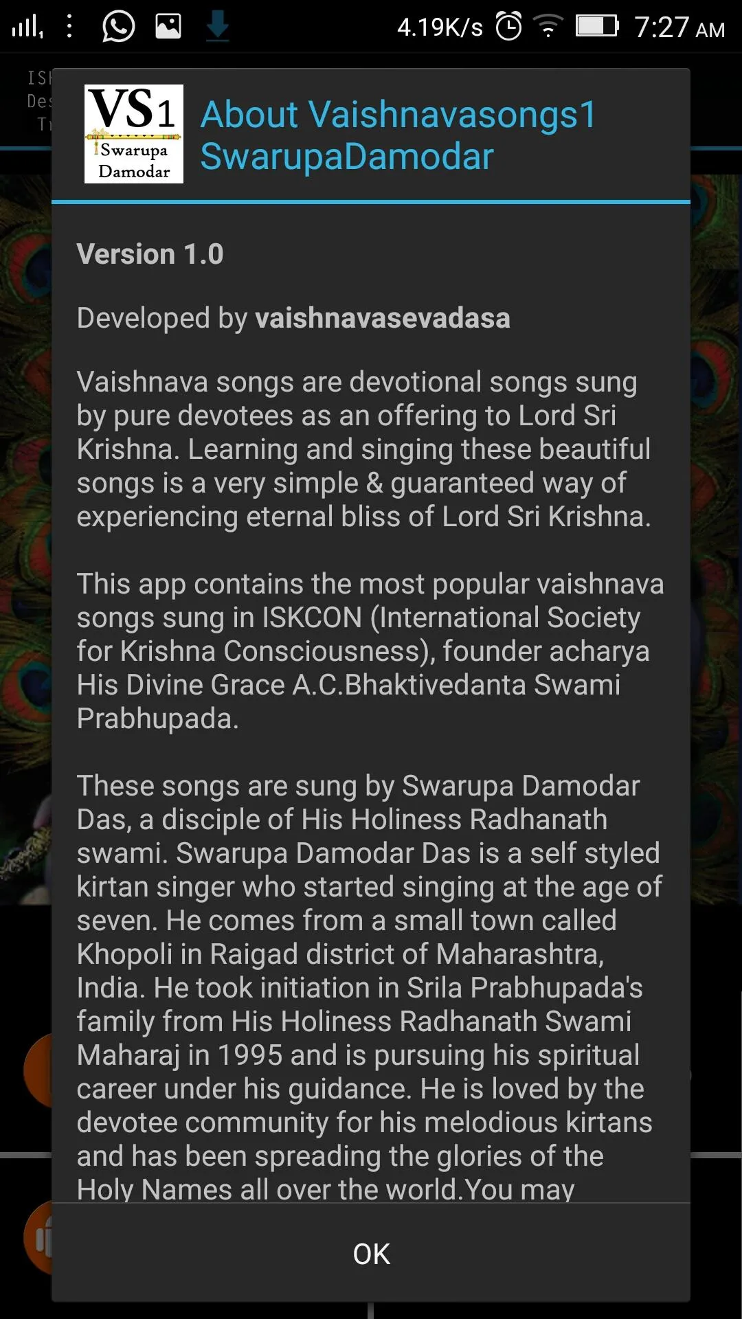 Vaishnavasongs1 SwarupaDamodar | Indus Appstore | Screenshot