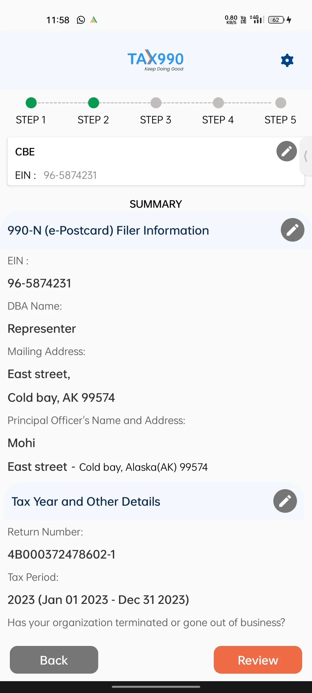 E-File Form 990-N (e-Postcard) | Indus Appstore | Screenshot