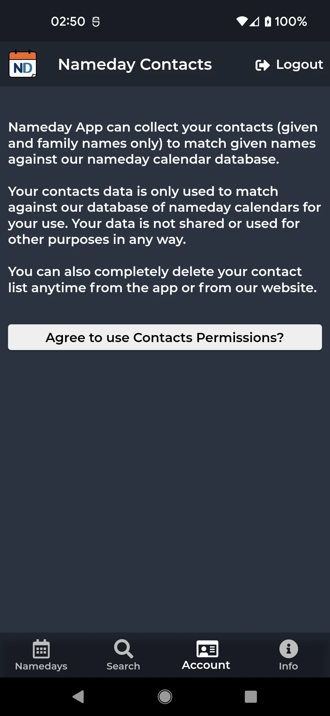 Nameday Calendar | Indus Appstore | Screenshot