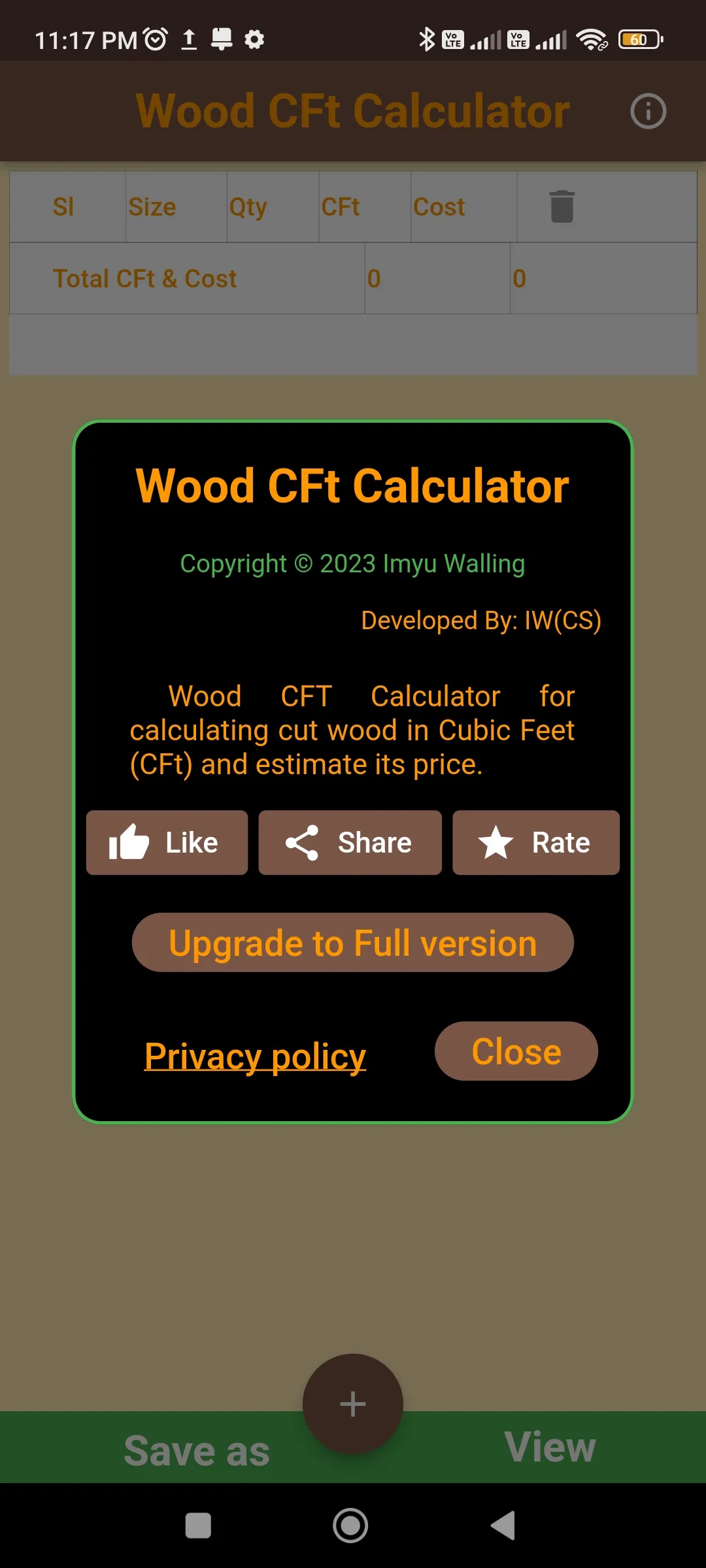 Wood CFT Calculator | Indus Appstore | Screenshot