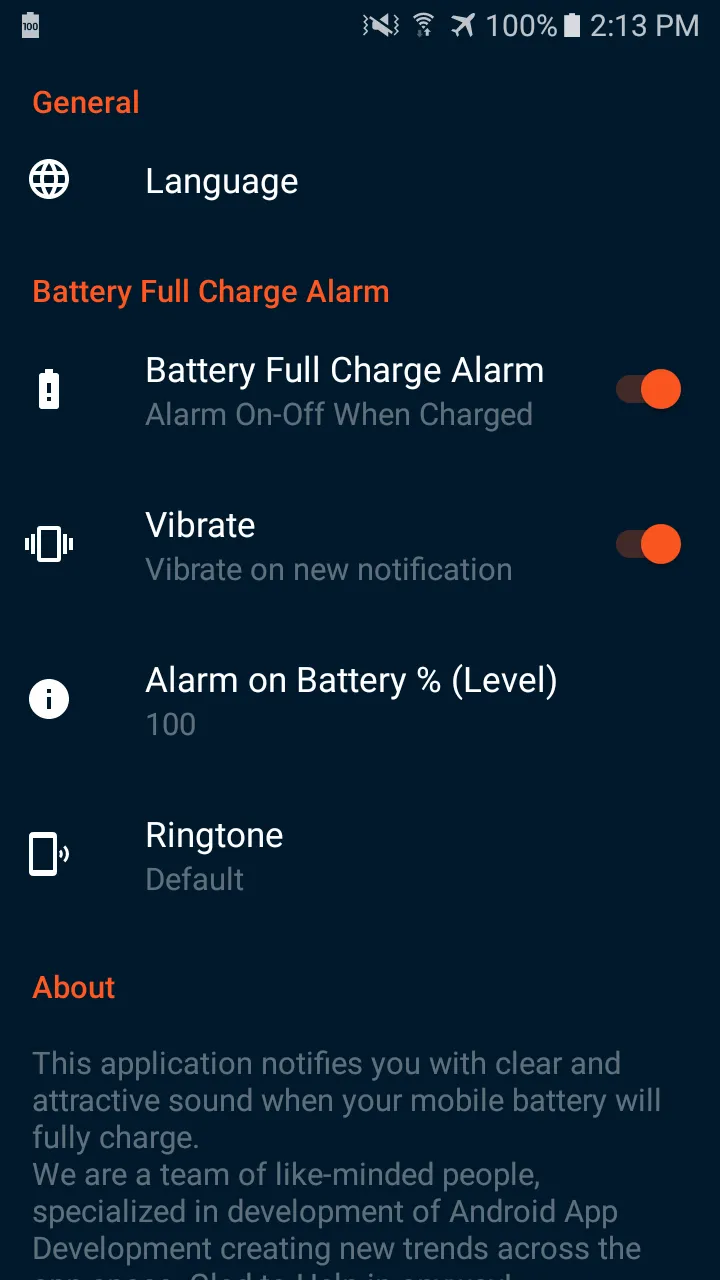 Battery Full Charge Alarm | Indus Appstore | Screenshot