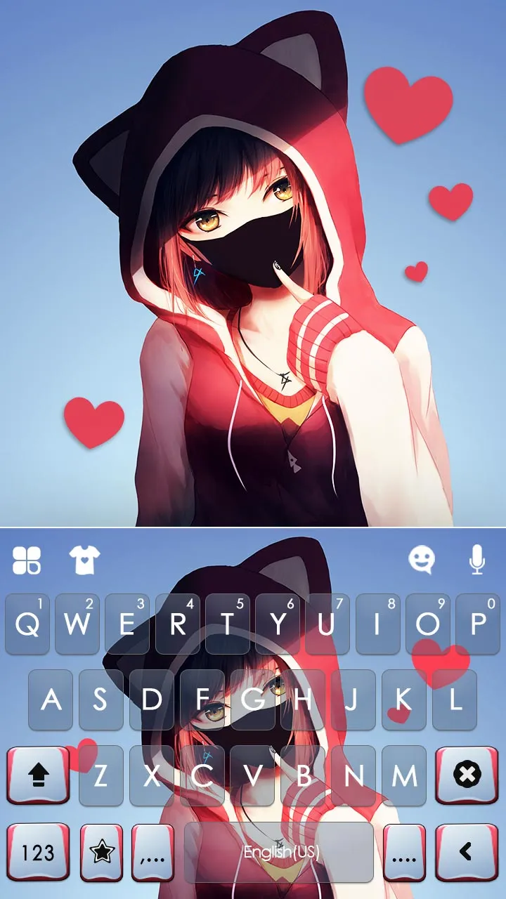 Anime Girl Mask Keyboard Backg | Indus Appstore | Screenshot