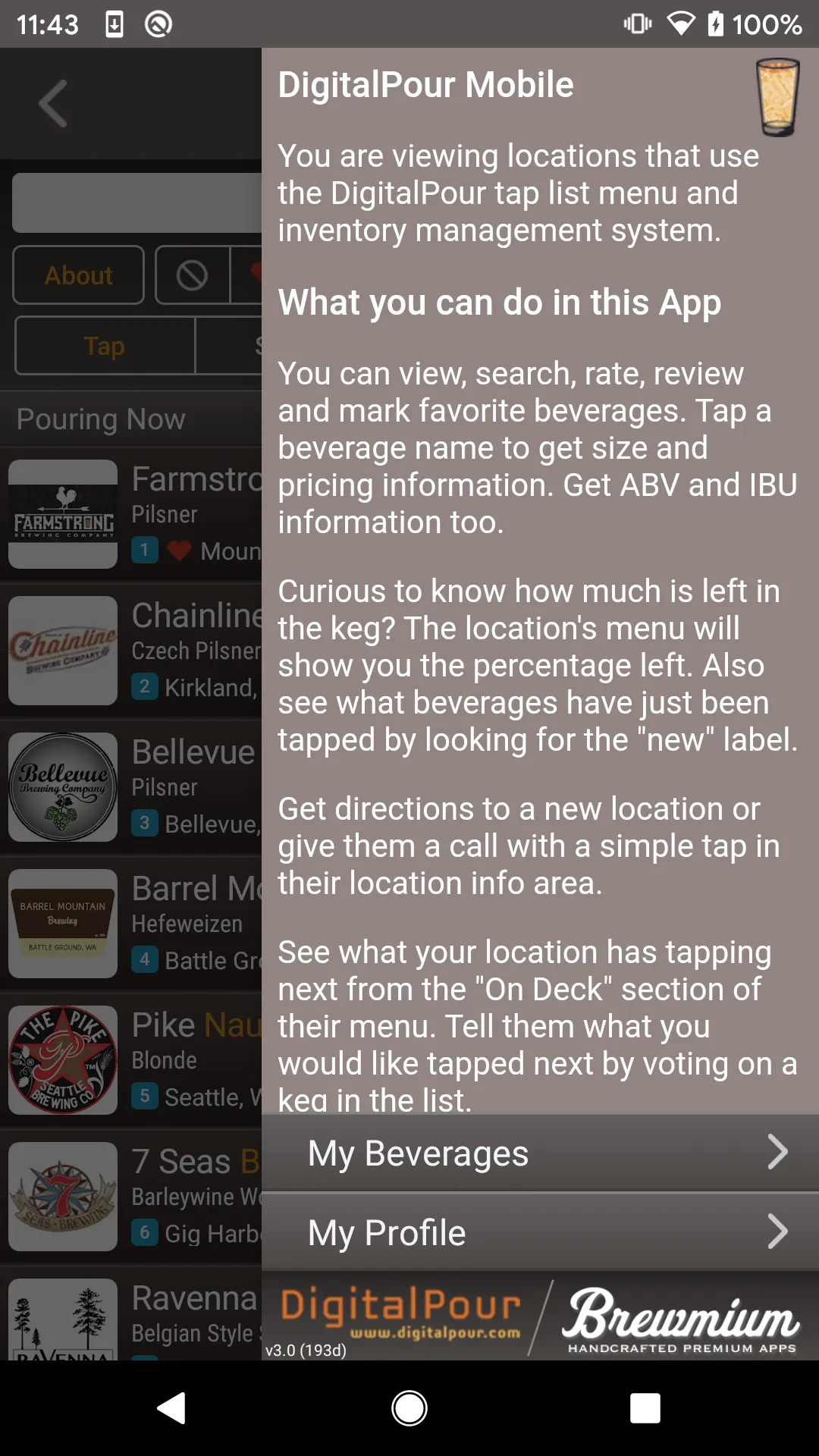 DigitalPour: Pocket Beer Menu | Indus Appstore | Screenshot