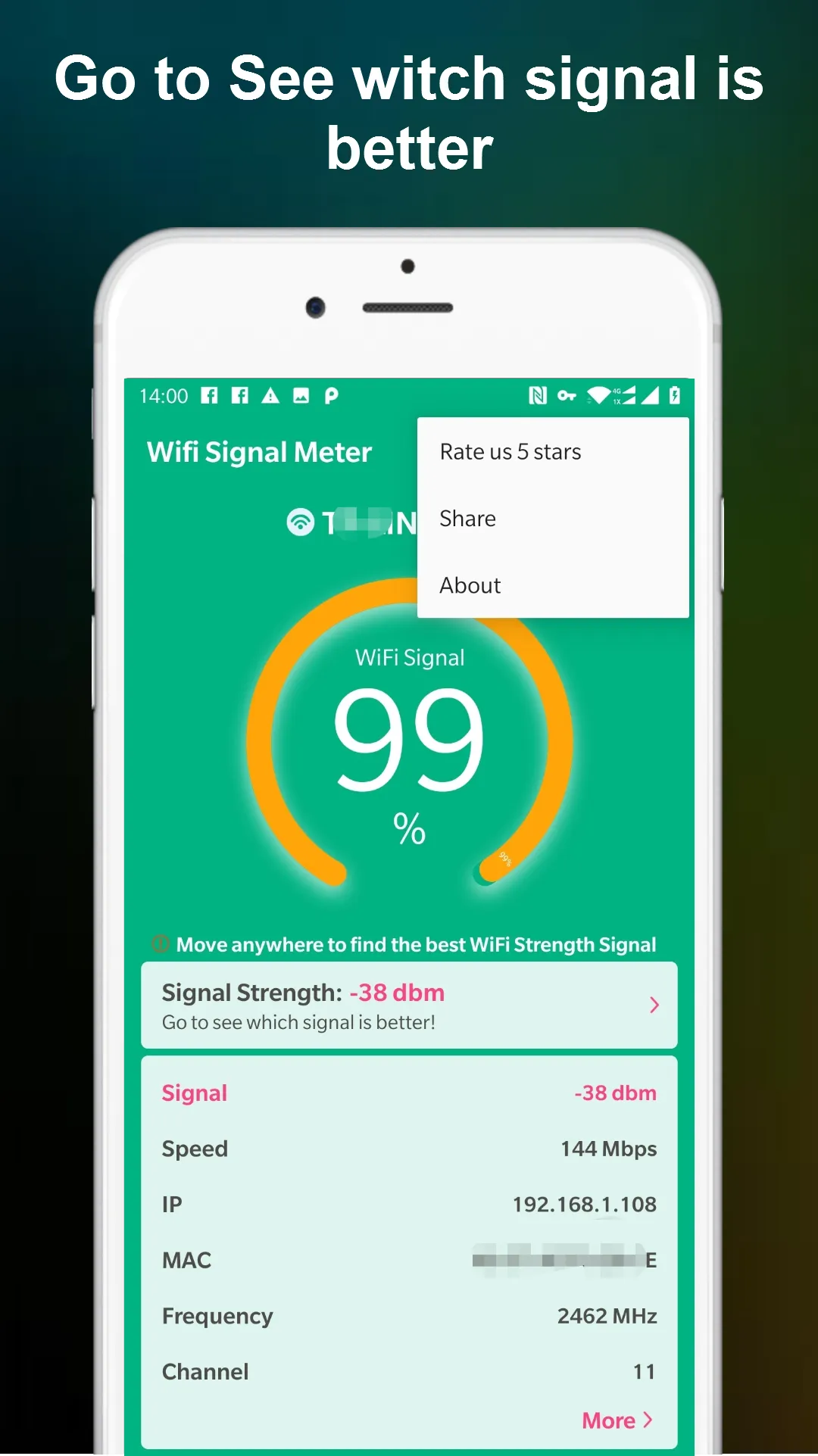 WiFi Signal Strength Meter | Indus Appstore | Screenshot