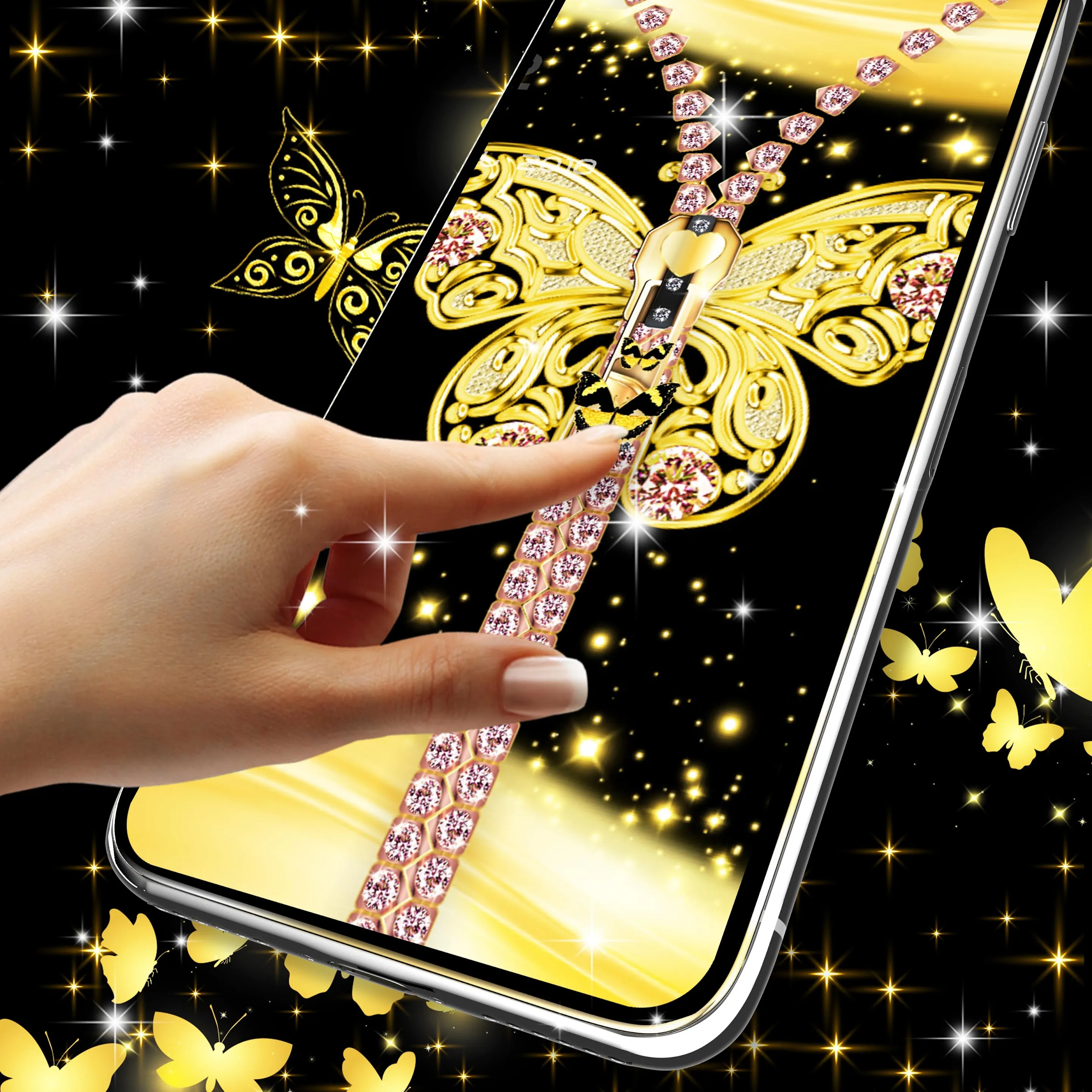 Golden butterflies lock screen | Indus Appstore | Screenshot