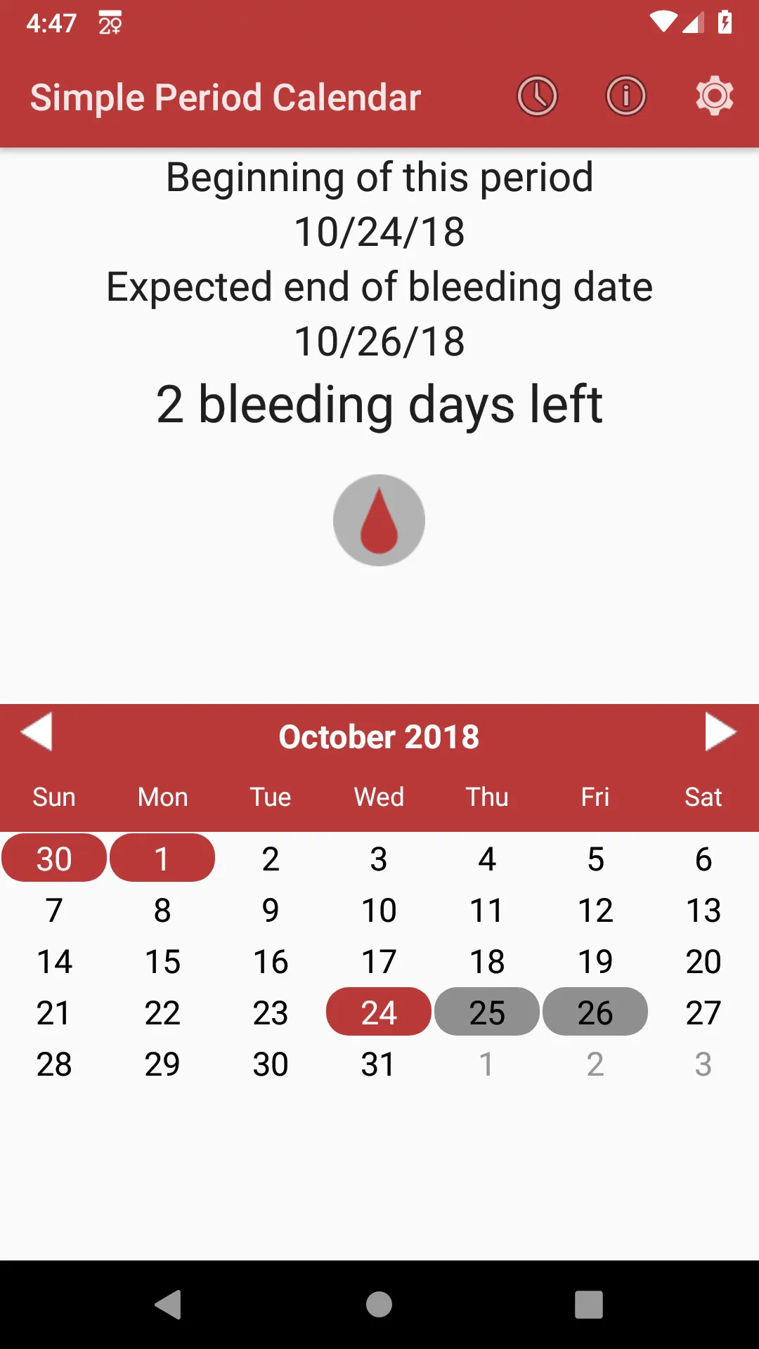 Simple Period Calendar | Indus Appstore | Screenshot