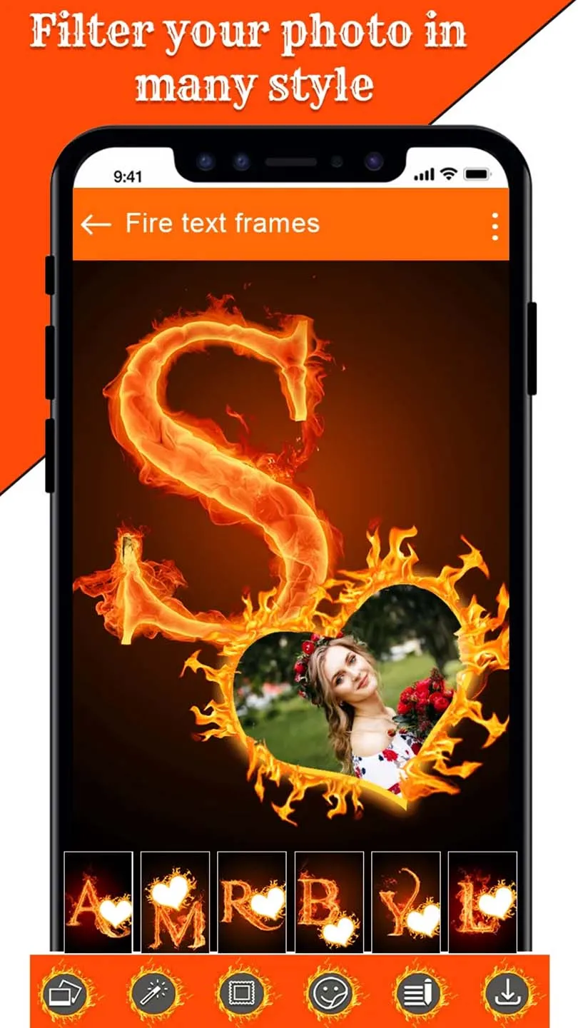 Fire Text Photo Frames App | Indus Appstore | Screenshot