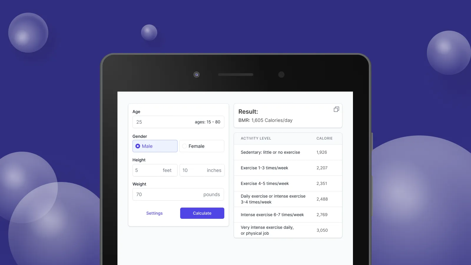 BMR Calculator | Indus Appstore | Screenshot