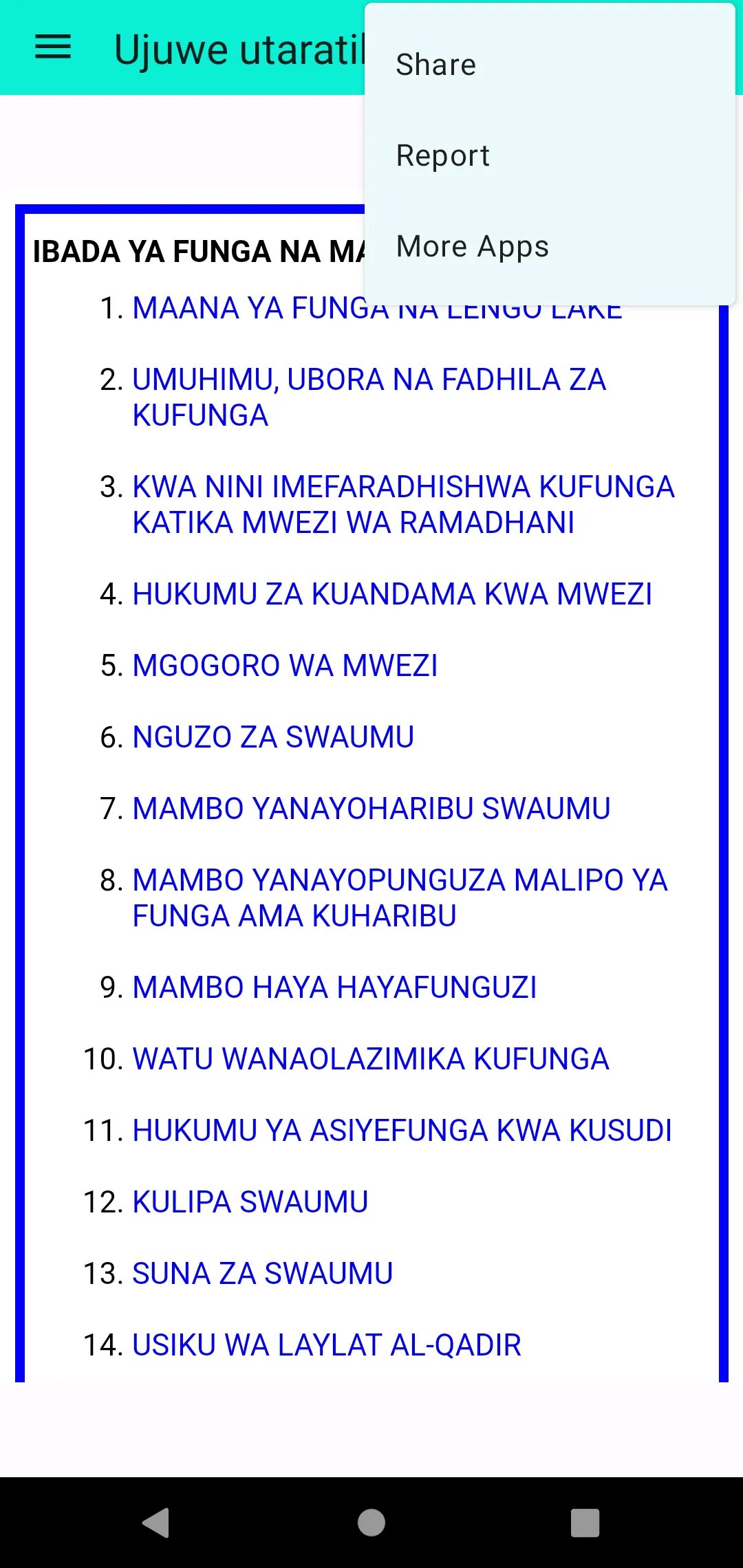 Ibada ya funga na mafunzo yake | Indus Appstore | Screenshot