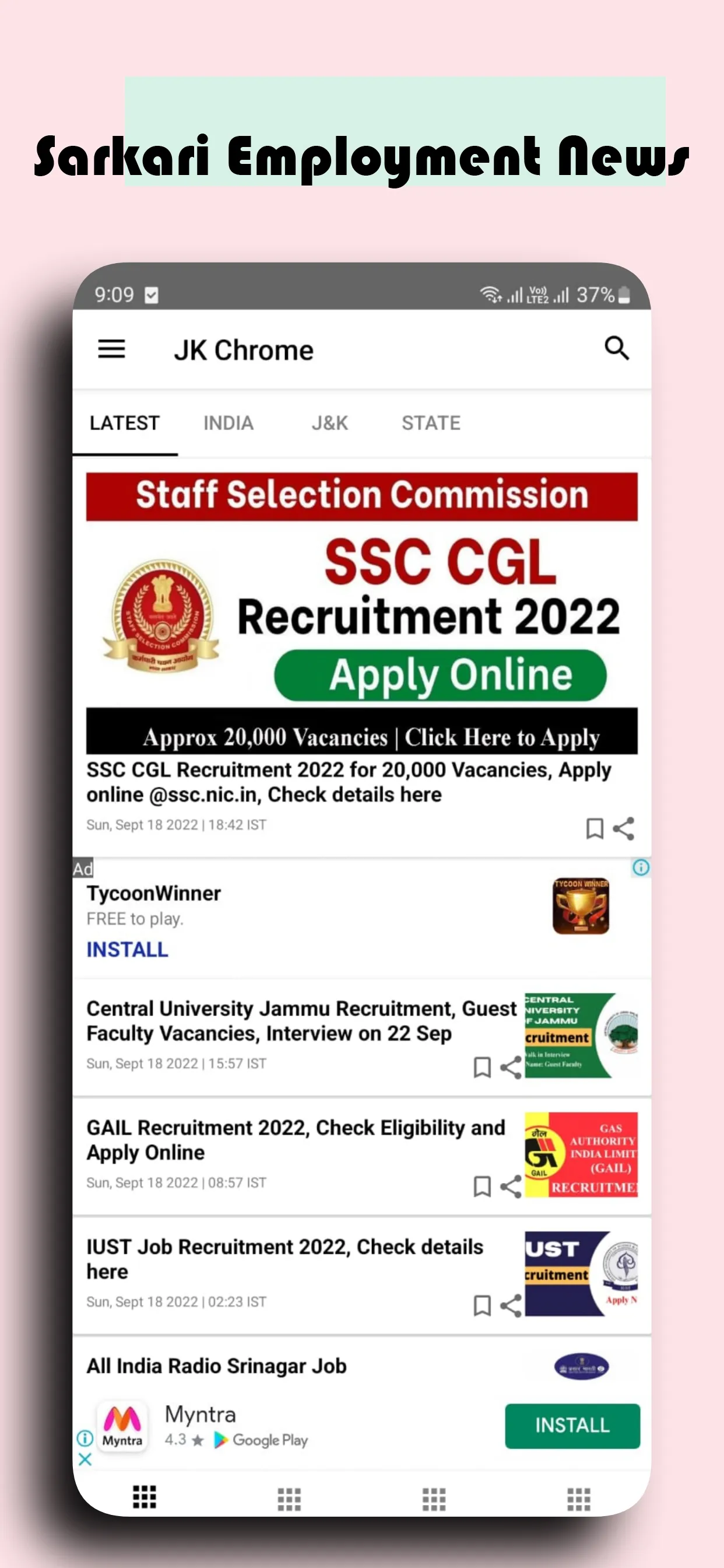 JK Chrome: Sarkari Naukri App | Indus Appstore | Screenshot