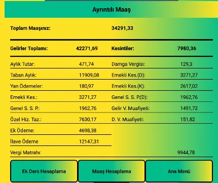 Maaş ve Ek Ders Hesaplama 2024 | Indus Appstore | Screenshot