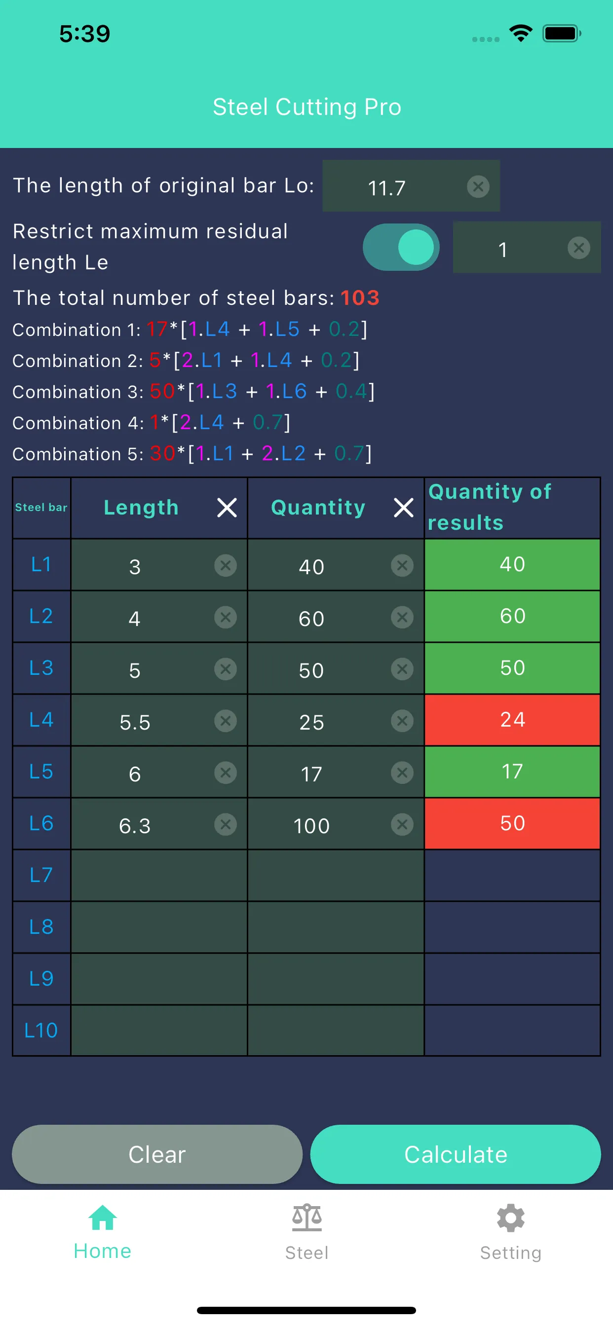 Steel cutting optimization Pro | Indus Appstore | Screenshot