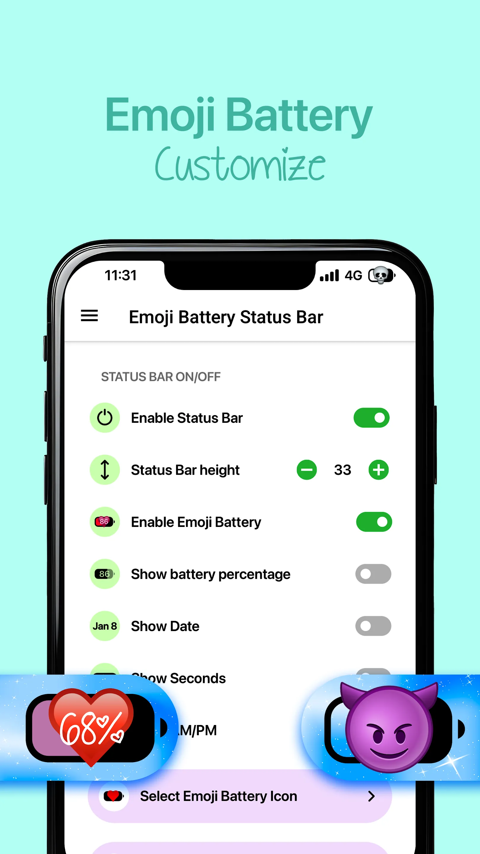 Emoji Battery Status Bar | Indus Appstore | Screenshot