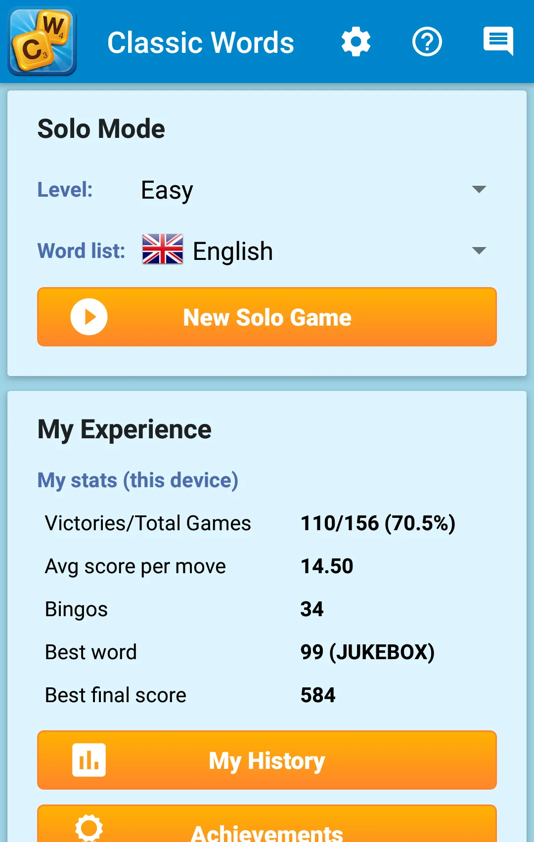 Classic Words Solo | Indus Appstore | Screenshot