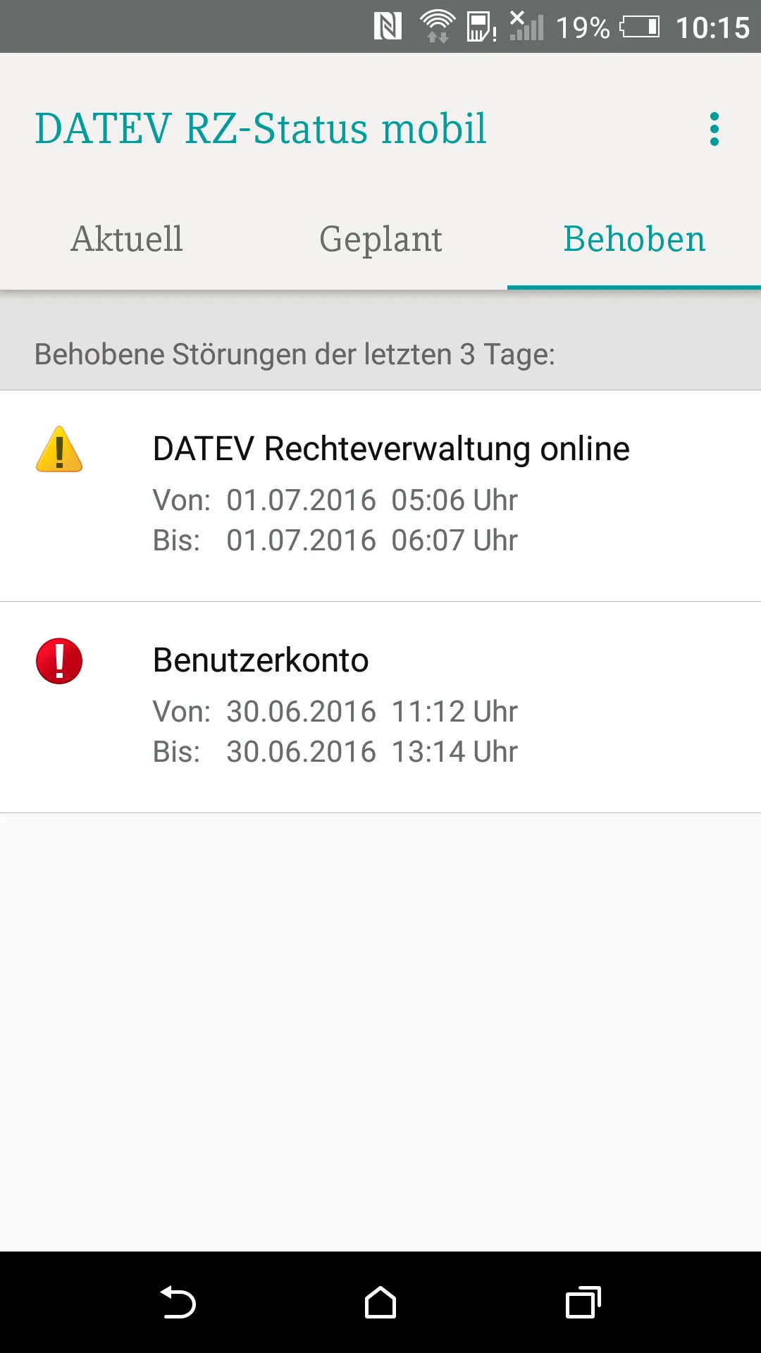 DATEV RZ-Status mobil | Indus Appstore | Screenshot