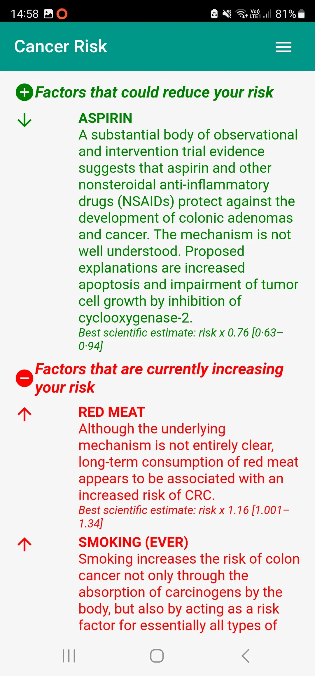 Cancer Risk Calculator | Indus Appstore | Screenshot