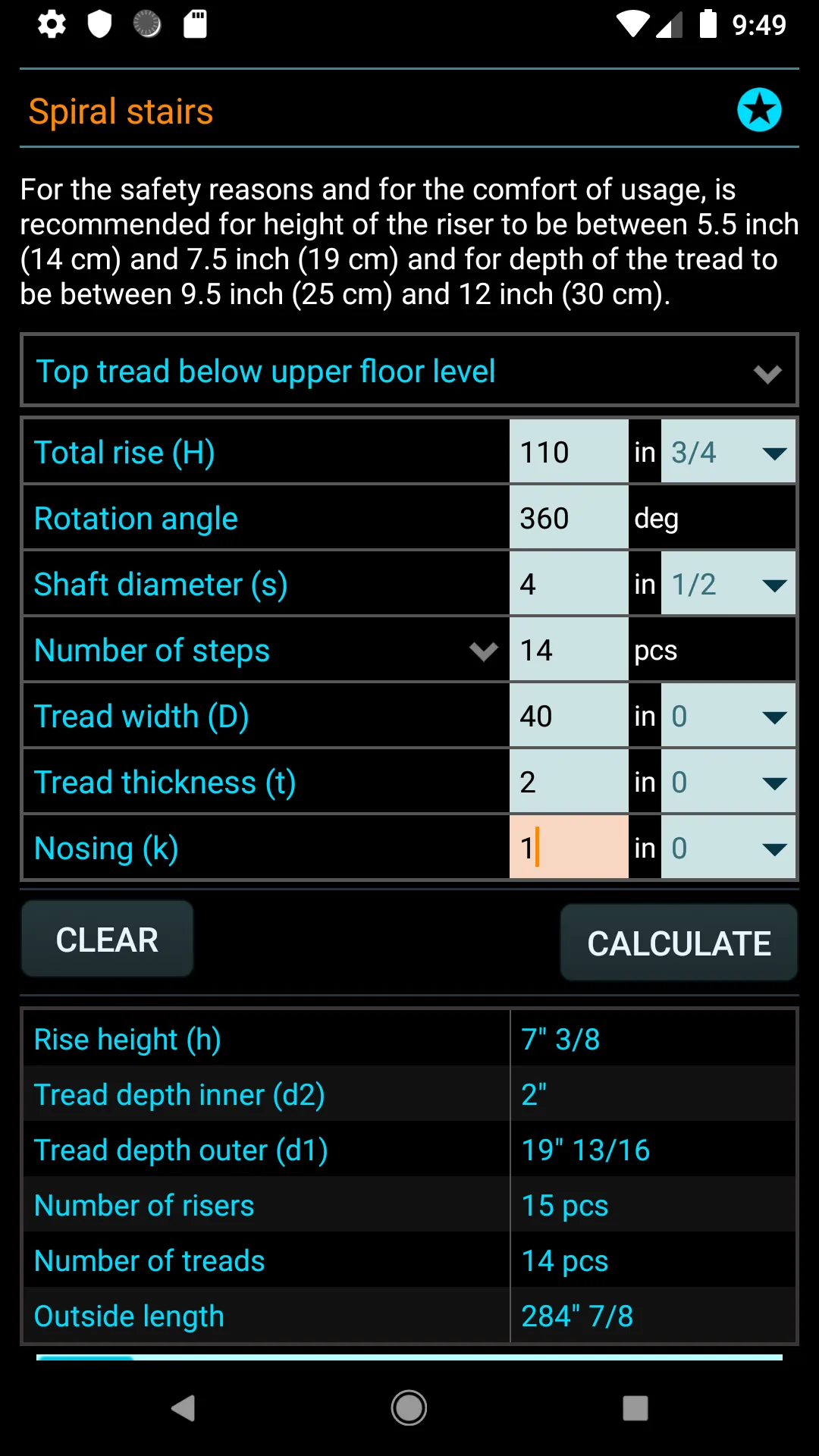 Classic stair calculator | Indus Appstore | Screenshot