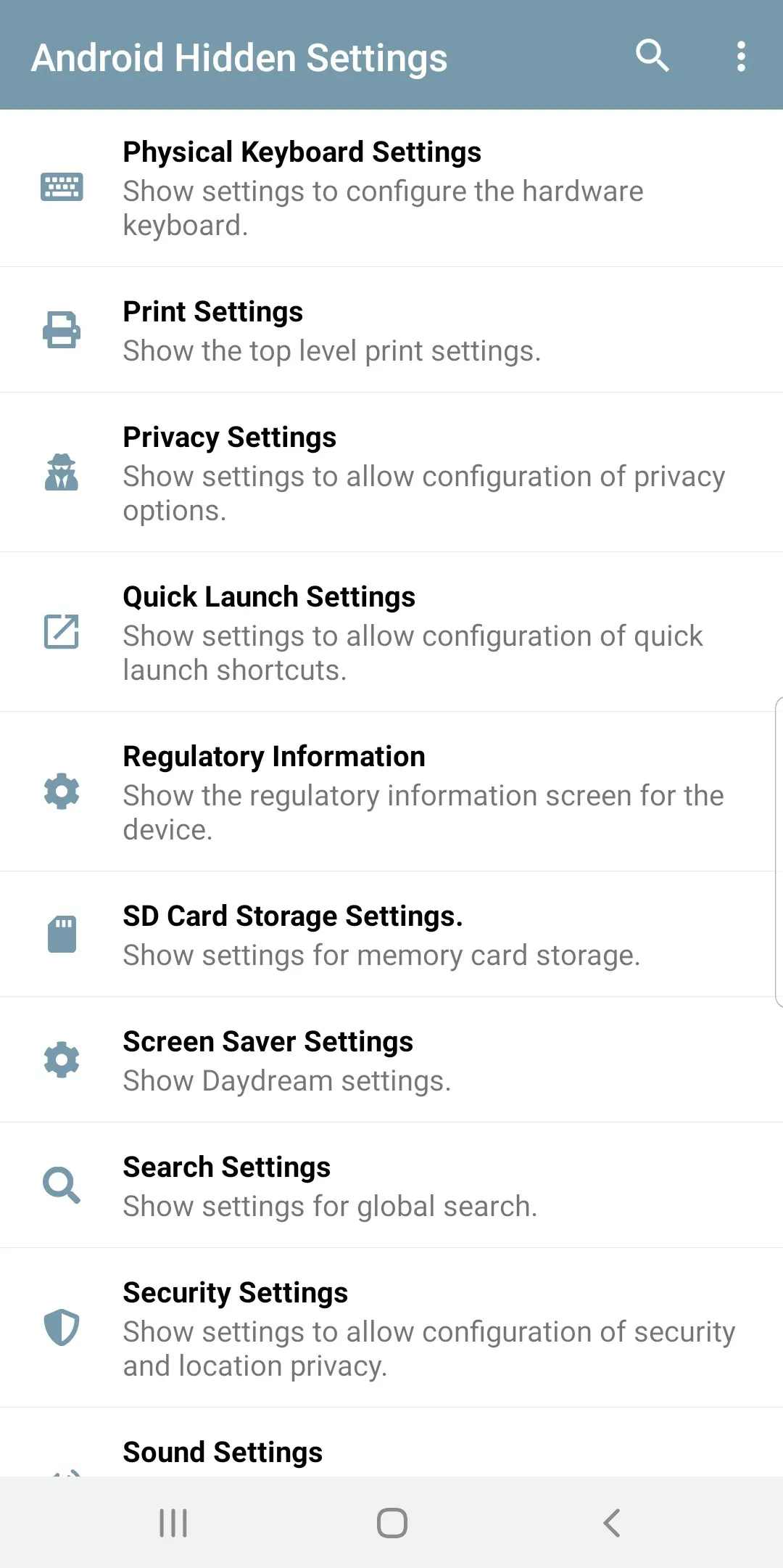 Android Hidden Settings | Indus Appstore | Screenshot