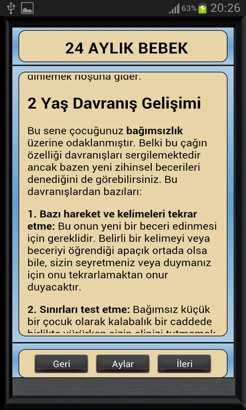 Bebek Gelişimi Ay Ay Detaylı | Indus Appstore | Screenshot