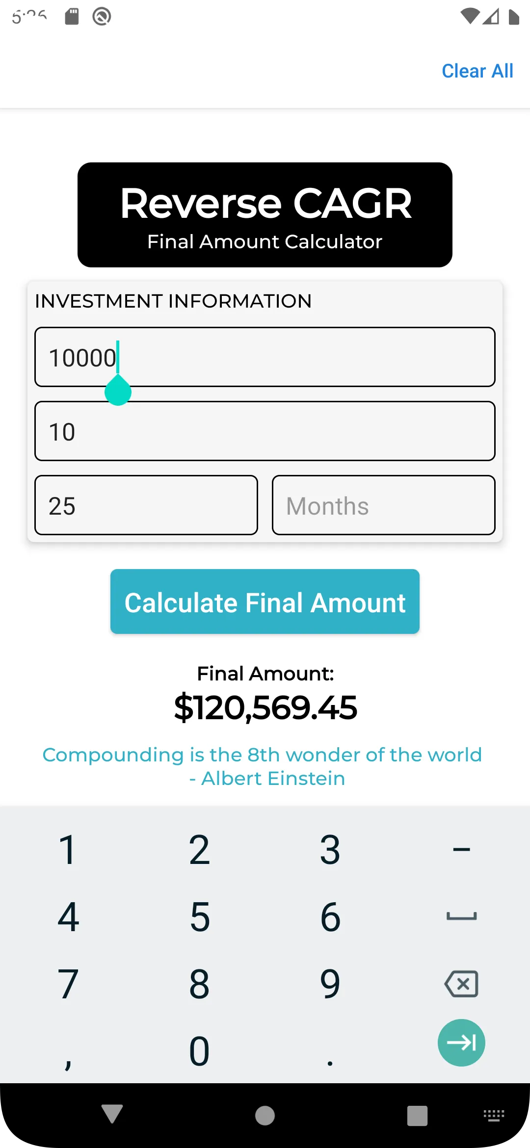 Reverse CAGR Calculator | Indus Appstore | Screenshot