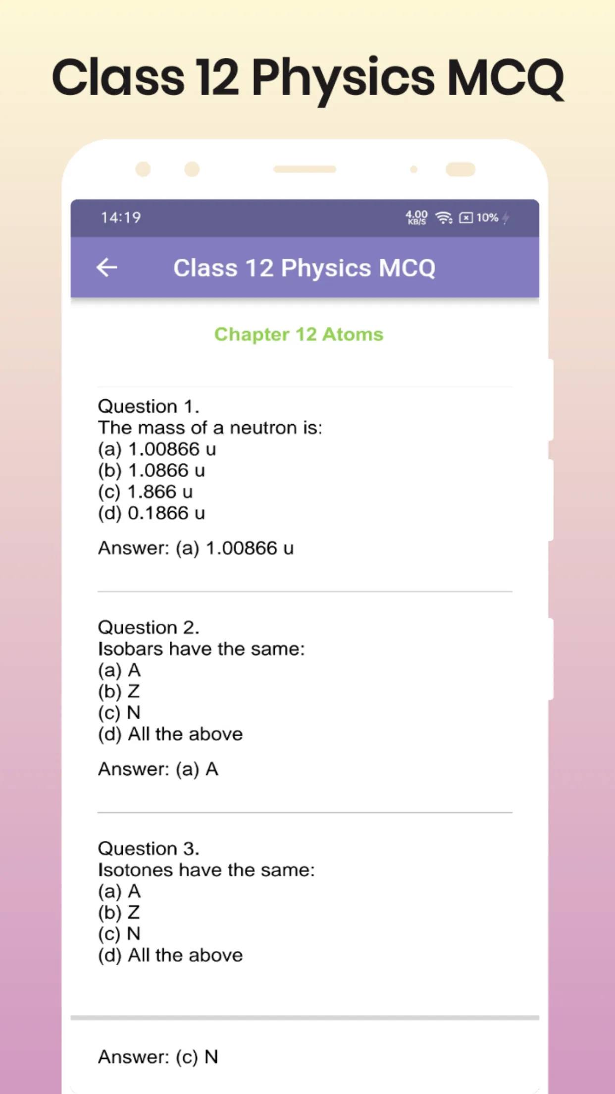 Class 12 Physics MCQ | Indus Appstore | Screenshot