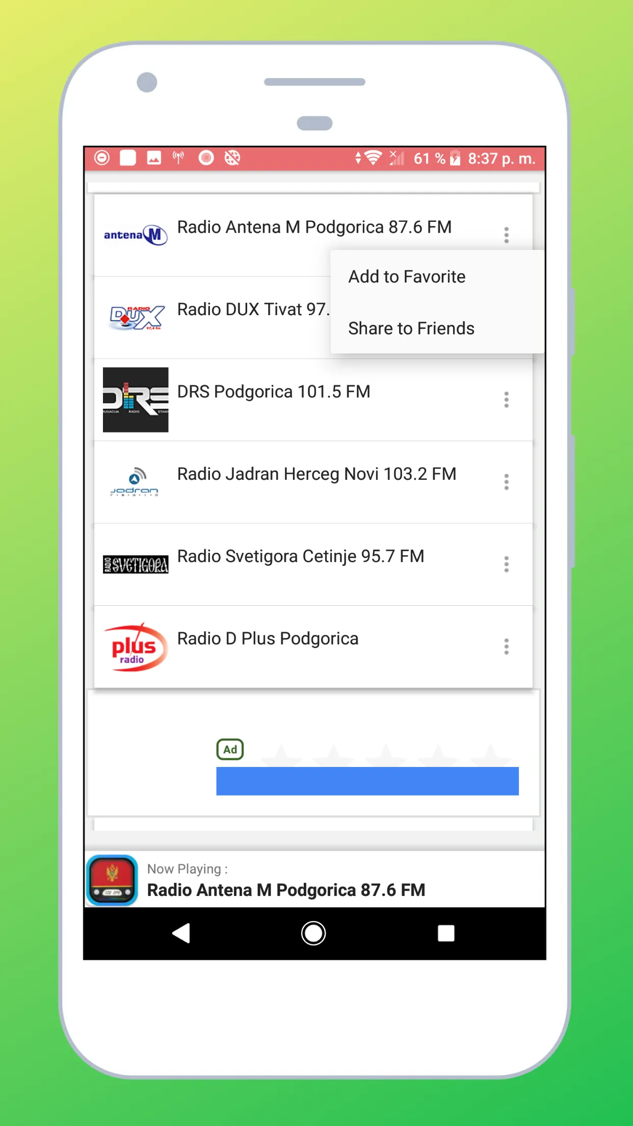 Radio Montenegro: Radio Online | Indus Appstore | Screenshot