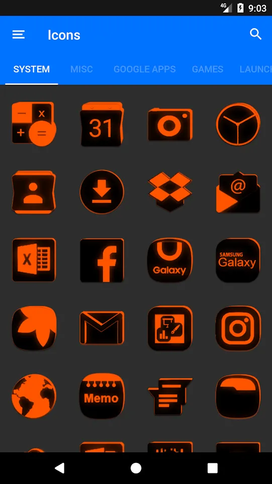 Flat Black and Orange IconPack | Indus Appstore | Screenshot