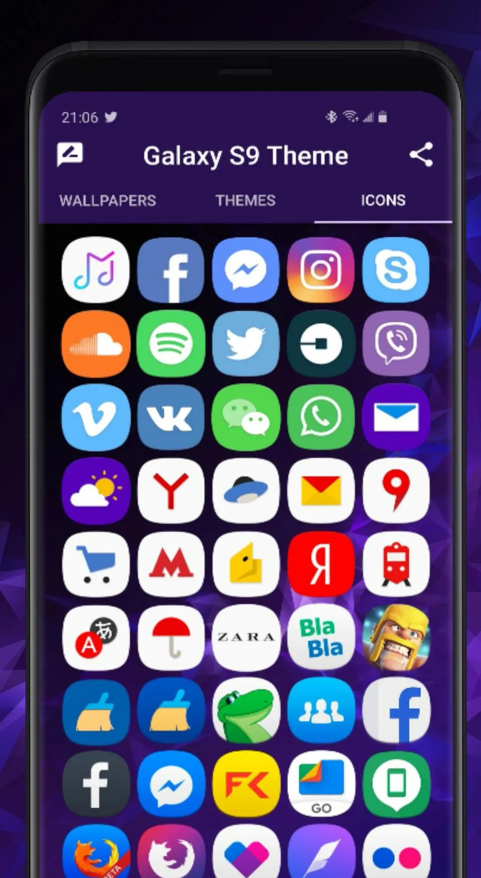 Galaxy S9 purple Theme | Indus Appstore | Screenshot