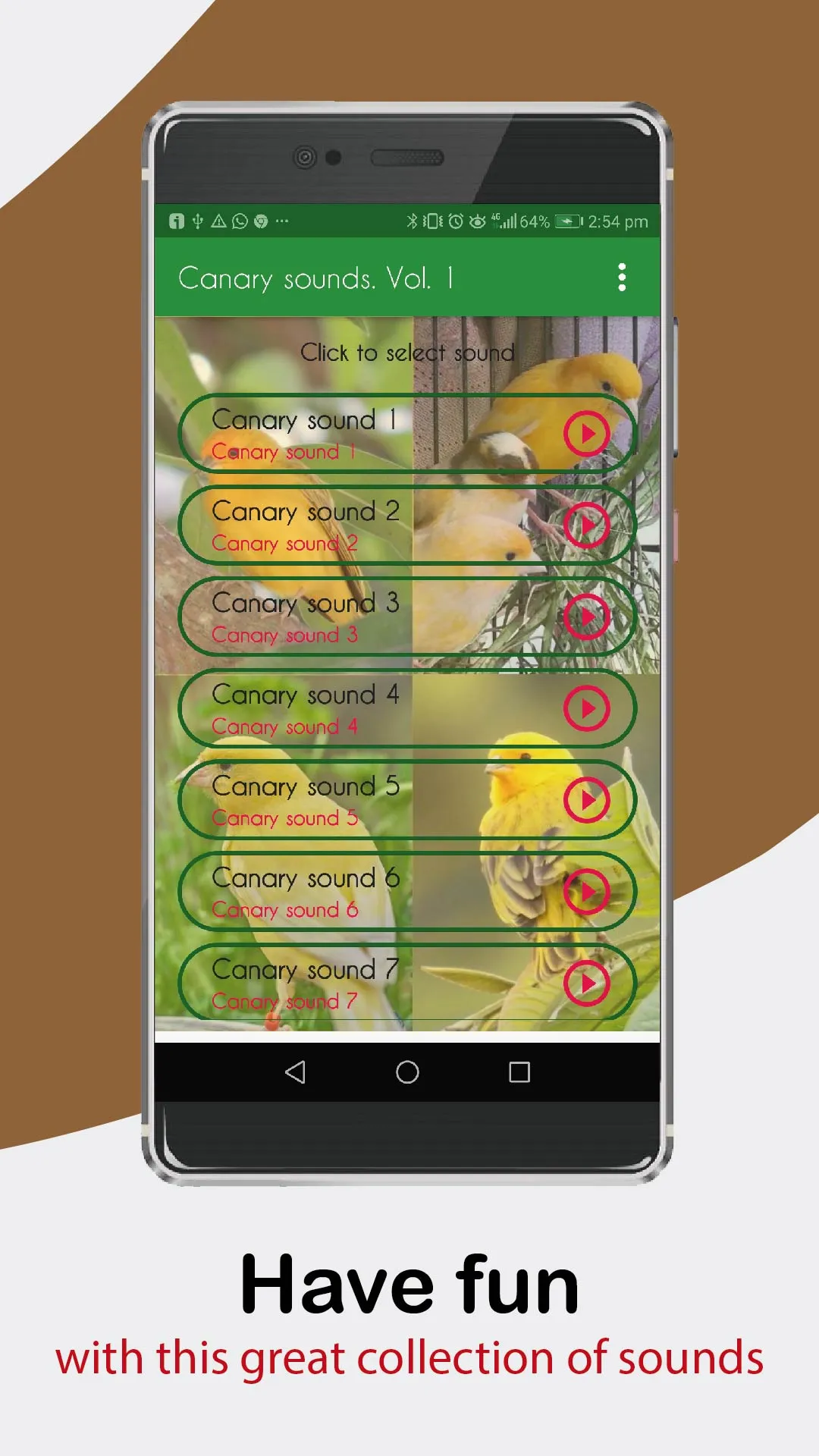 Canary Sounds. nice songs. | Indus Appstore | Screenshot