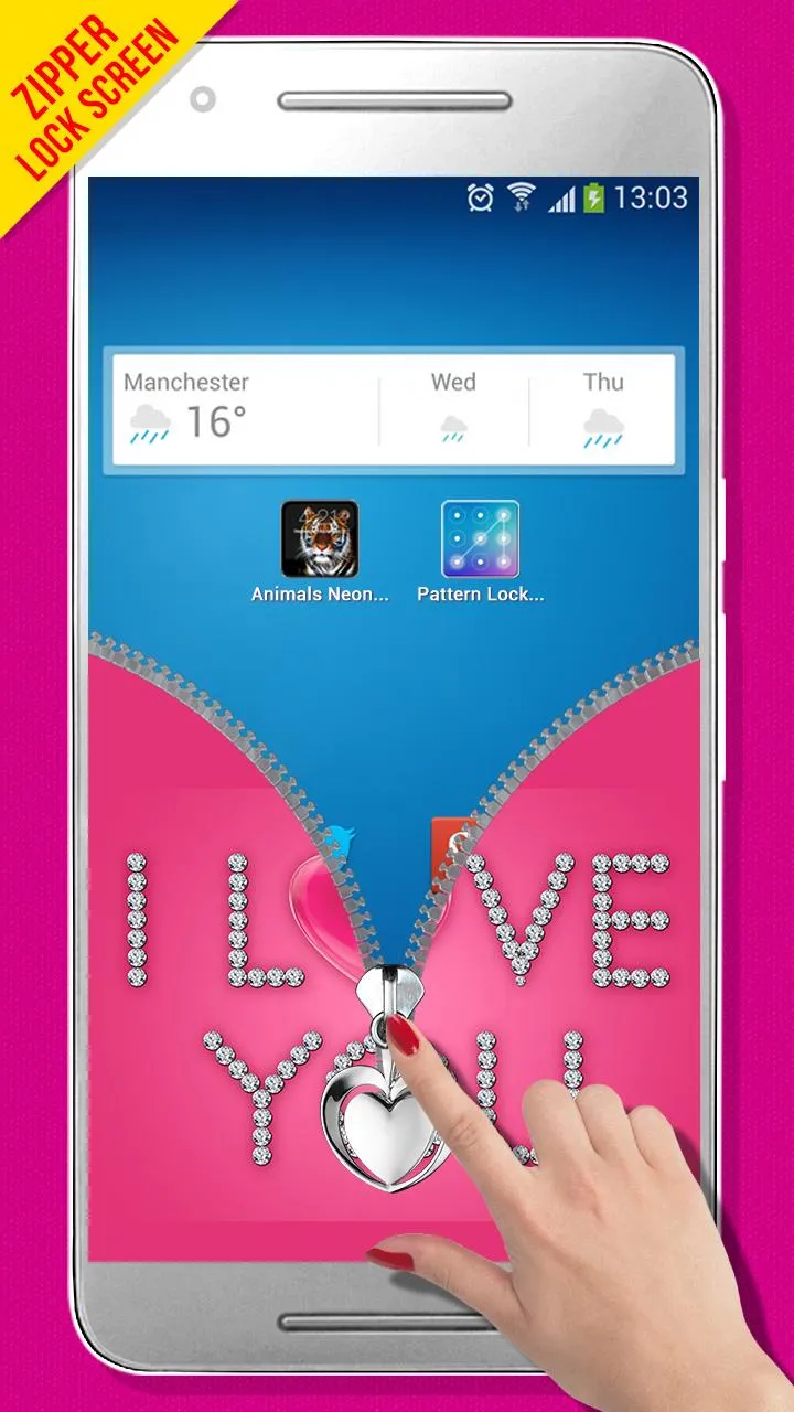 I Love You Zipper Lock Screen | Indus Appstore | Screenshot