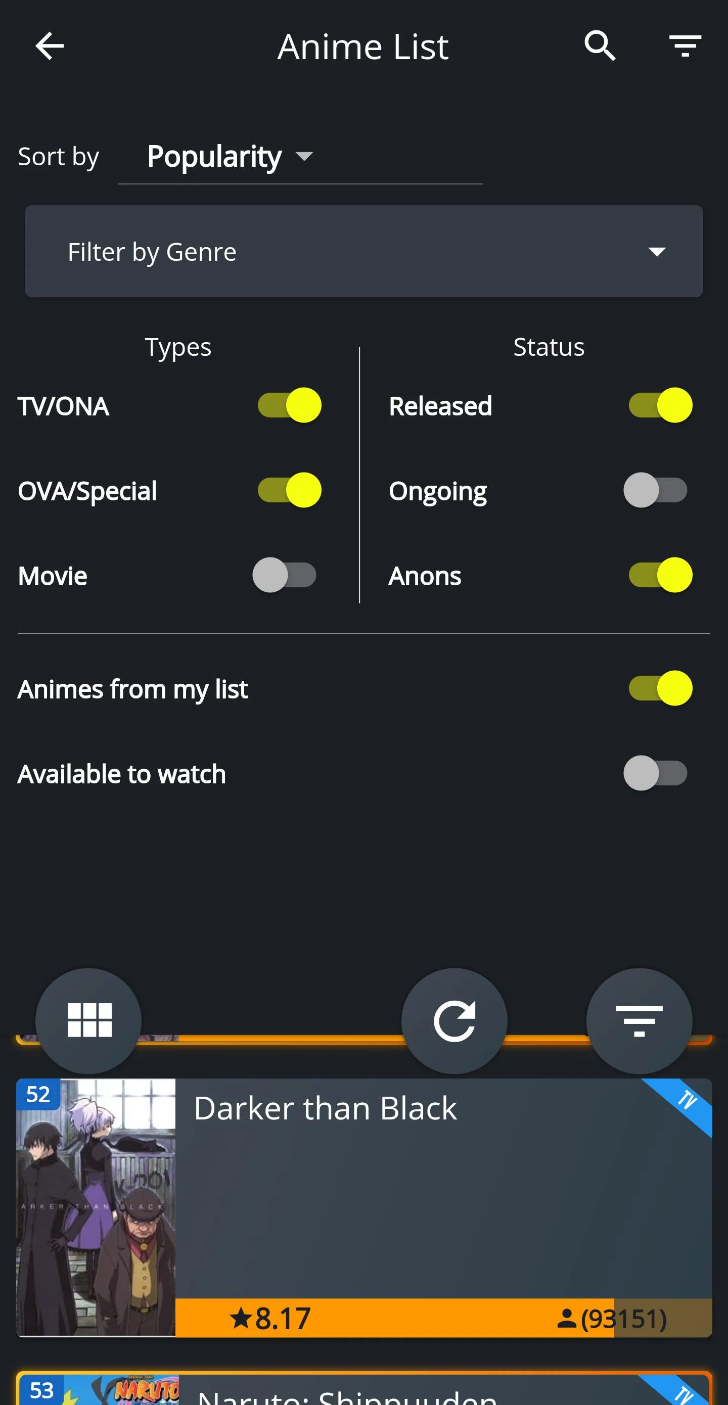 Aninet - Anime list | Indus Appstore | Screenshot