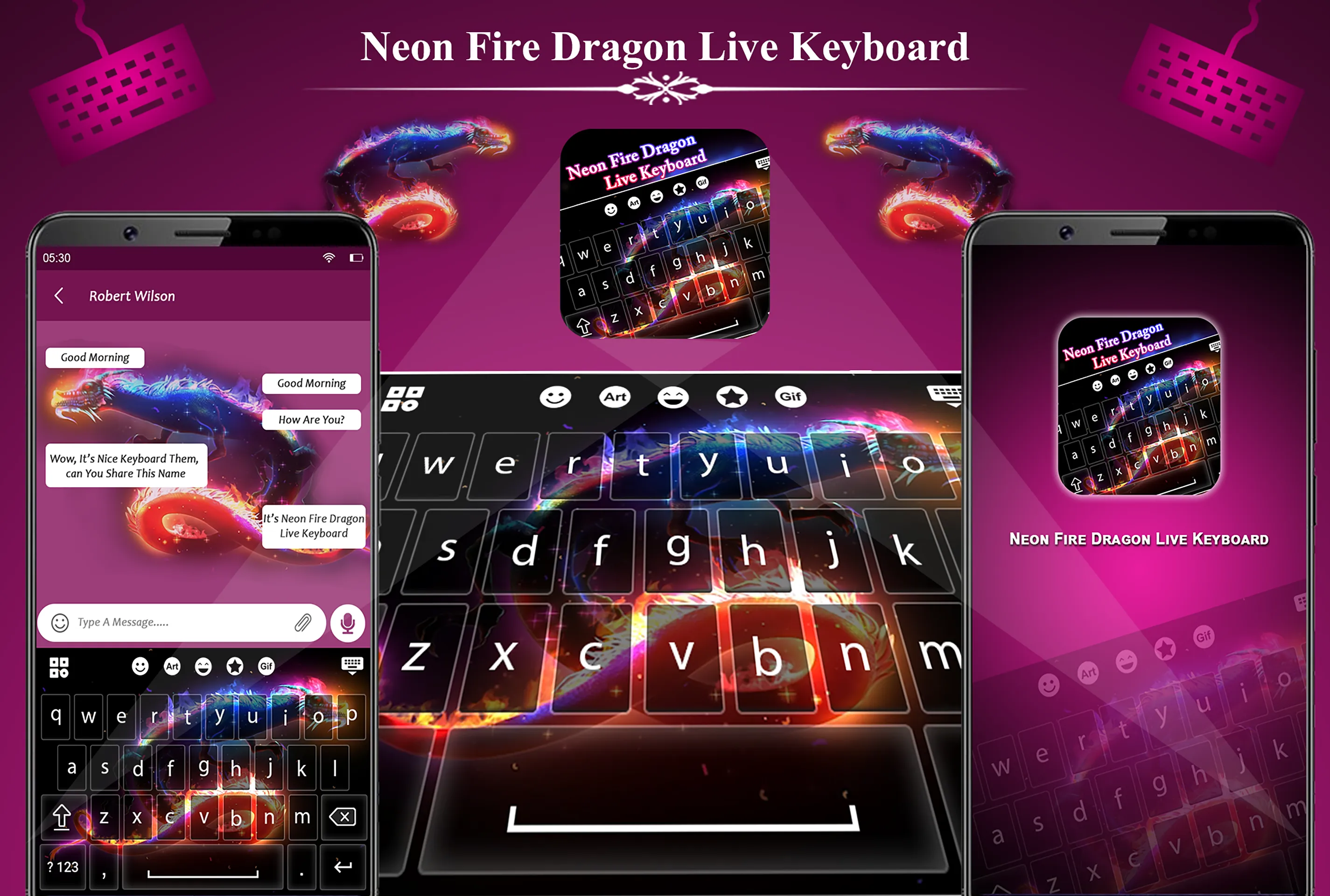 Neon Fire Dragon Live Keyboard | Indus Appstore | Screenshot