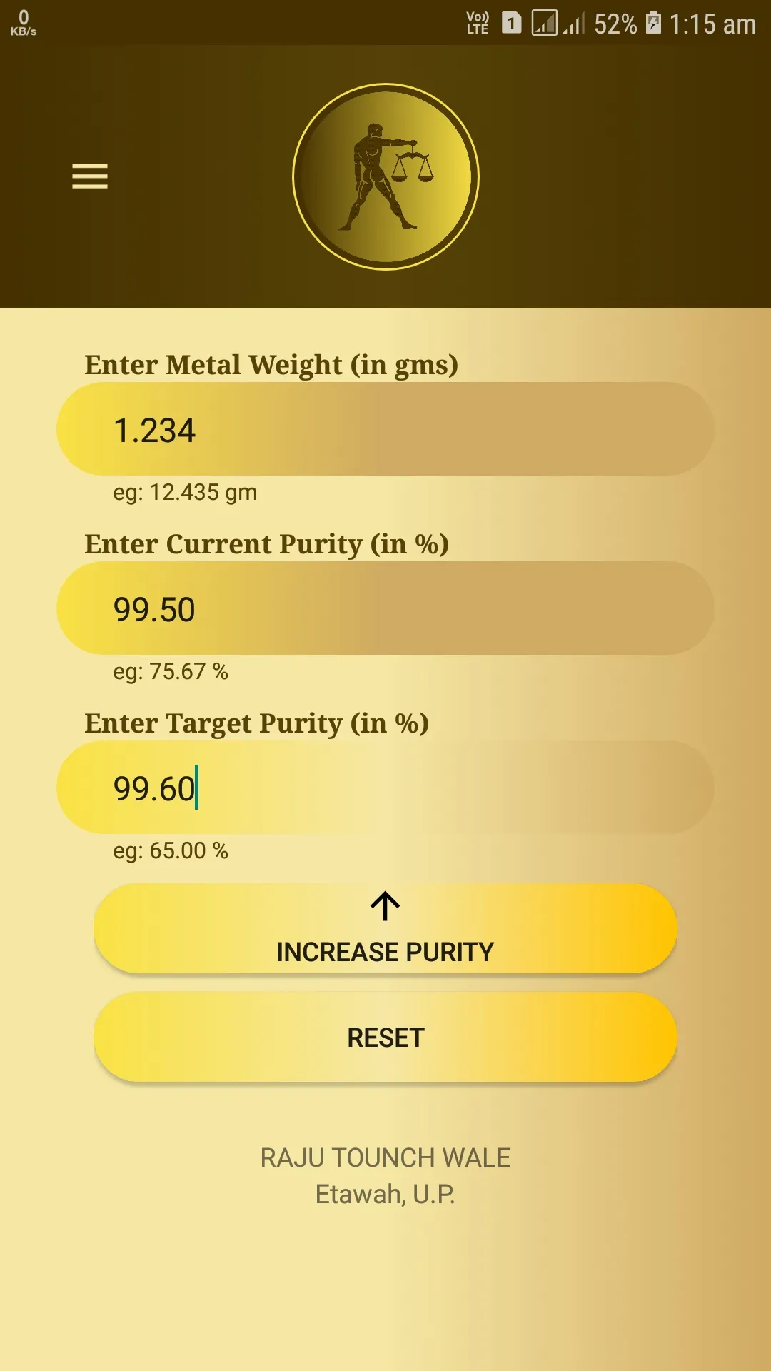 Gold Alloy Calculator | Indus Appstore | Screenshot