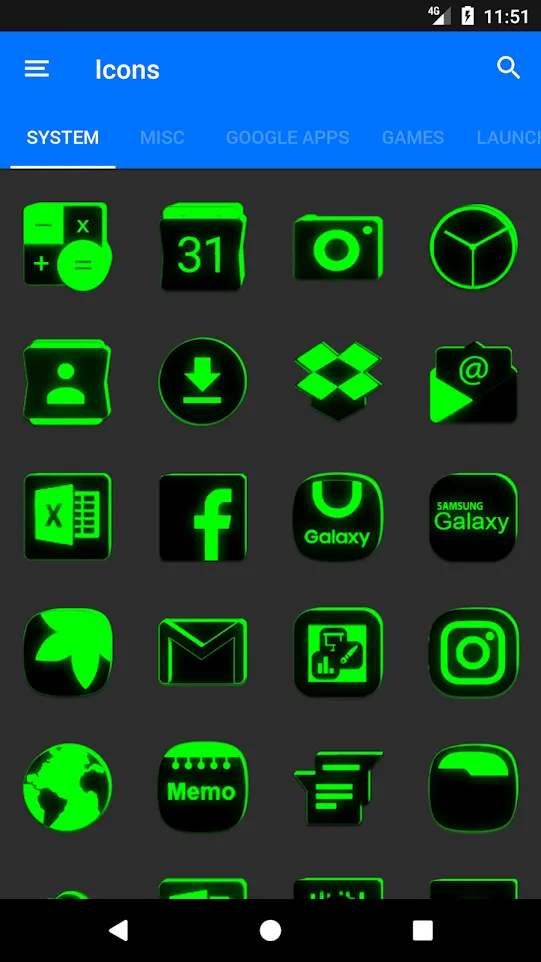 Flat Black and Green IconPack | Indus Appstore | Screenshot