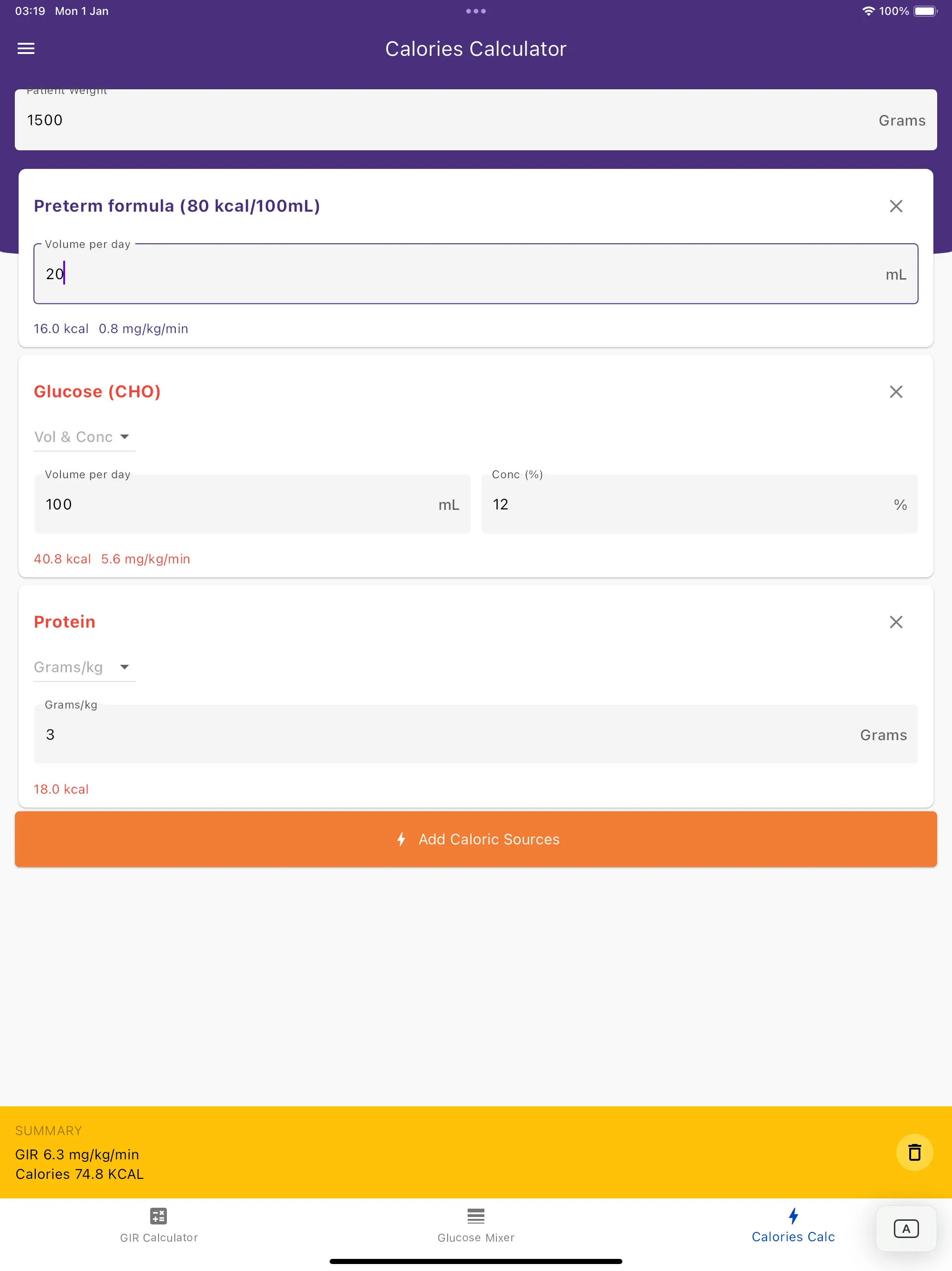 Dextrose Calc - GIR Calculator | Indus Appstore | Screenshot