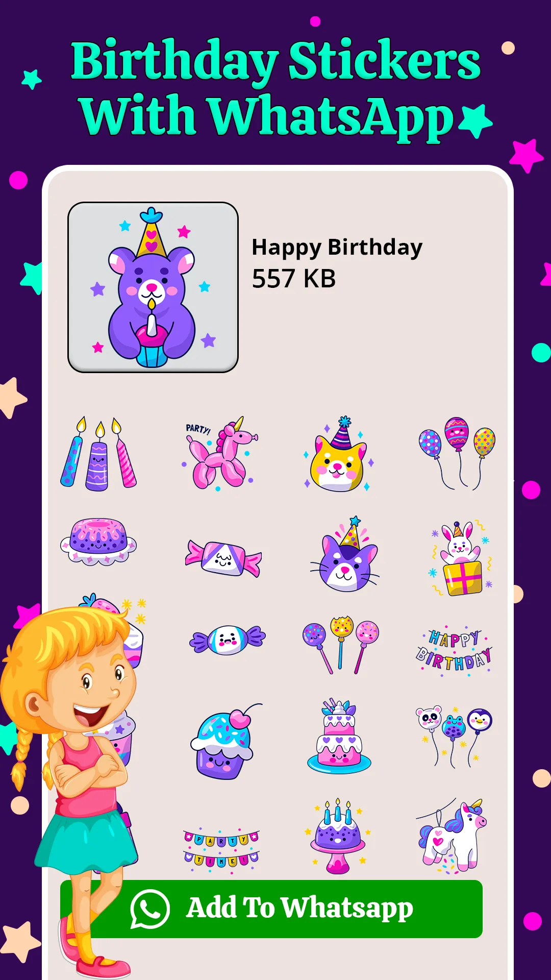 Birthday Stickers With Name | Indus Appstore | Screenshot