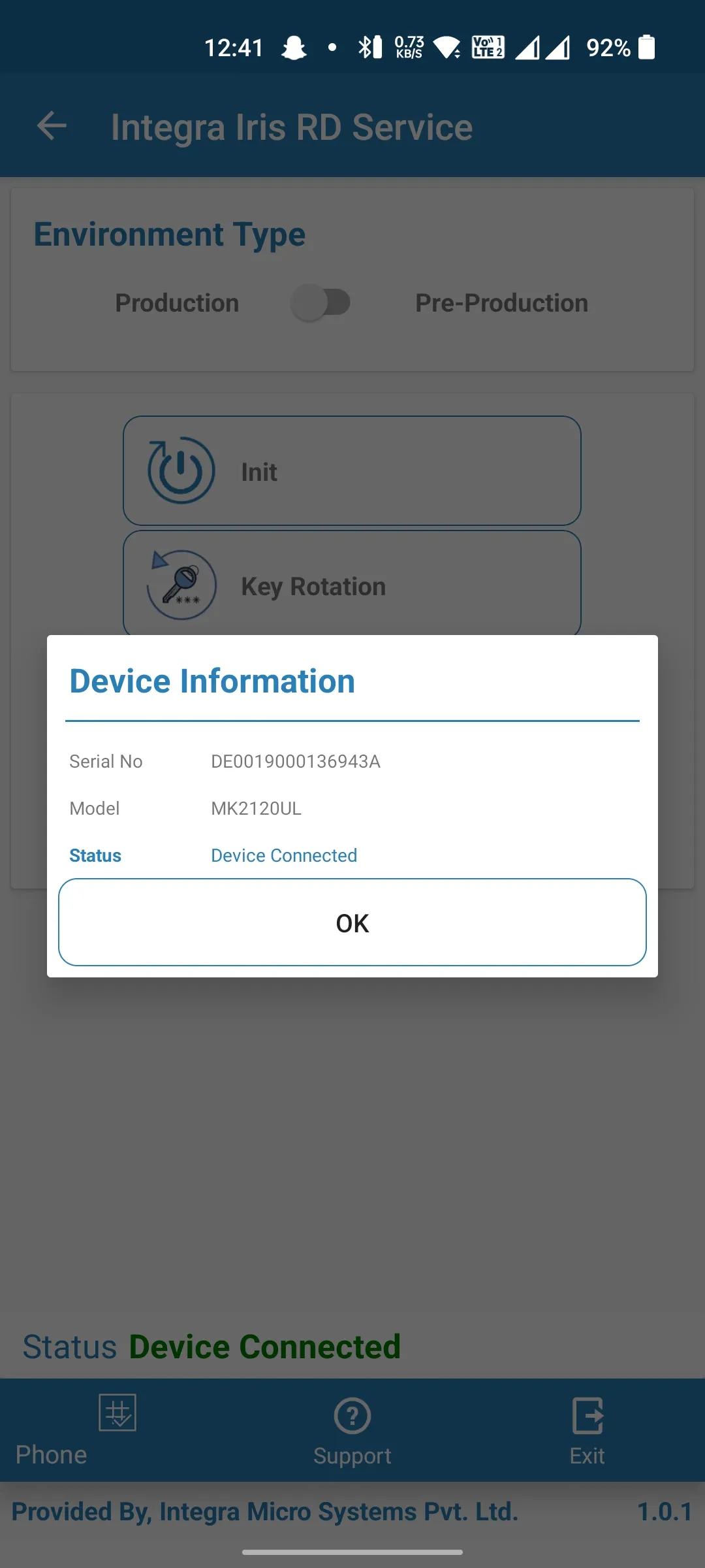 Integra Iris RD Service | Indus Appstore | Screenshot