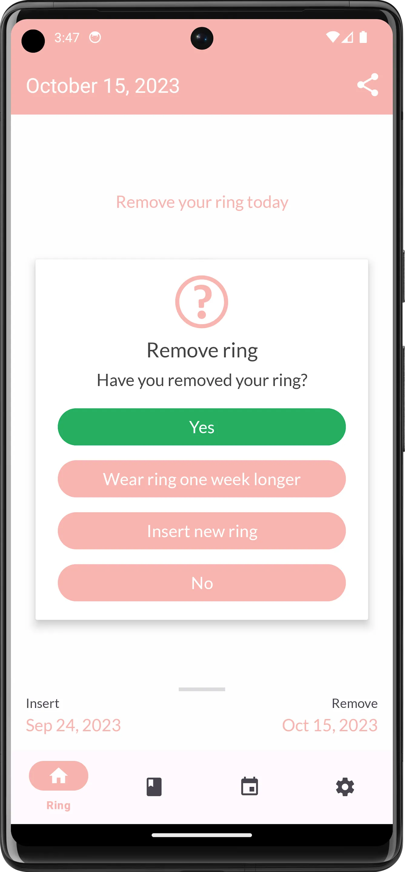 MyRing - contraceptive ring | Indus Appstore | Screenshot