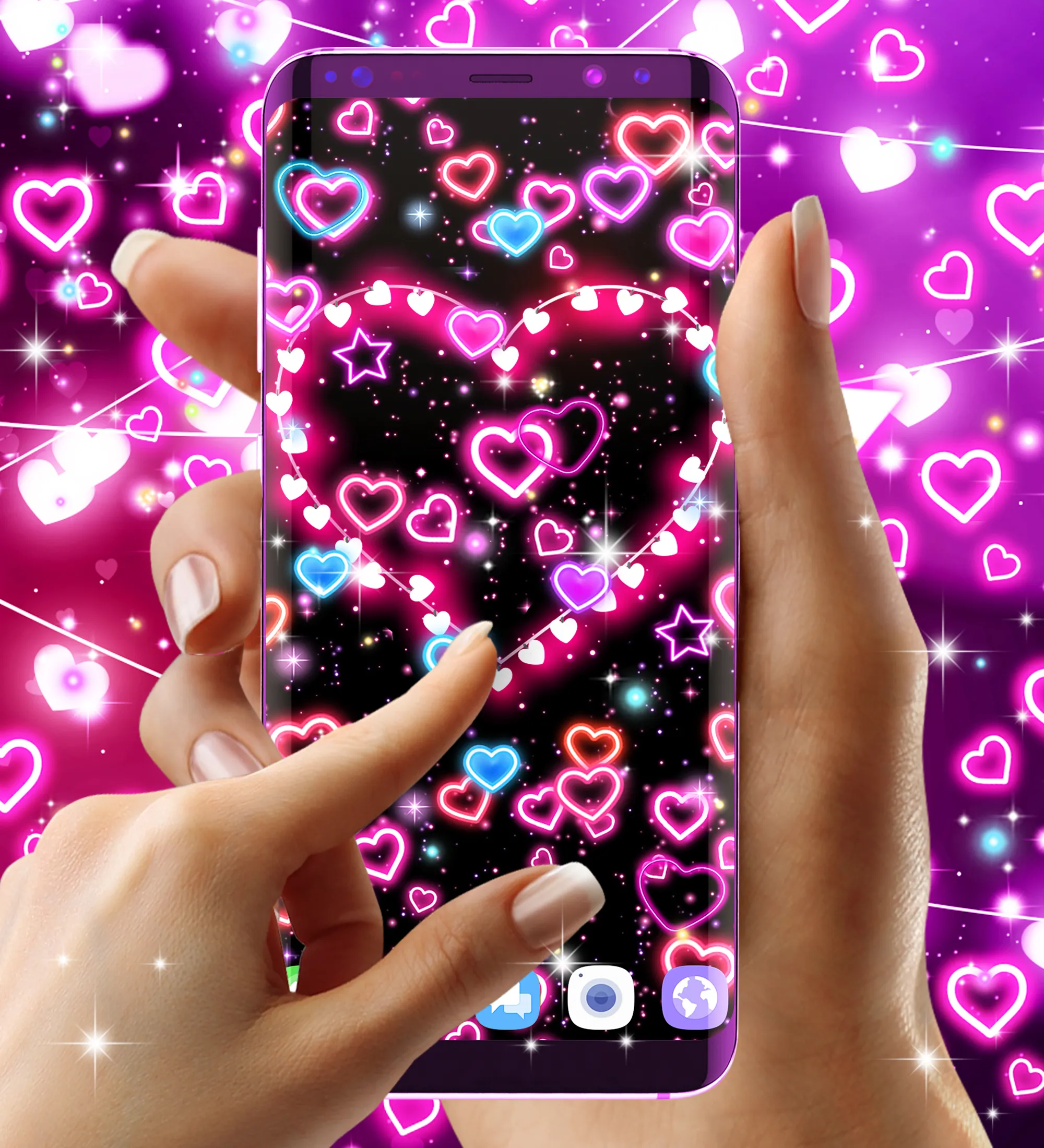 Neon hearts live wallpaper | Indus Appstore | Screenshot