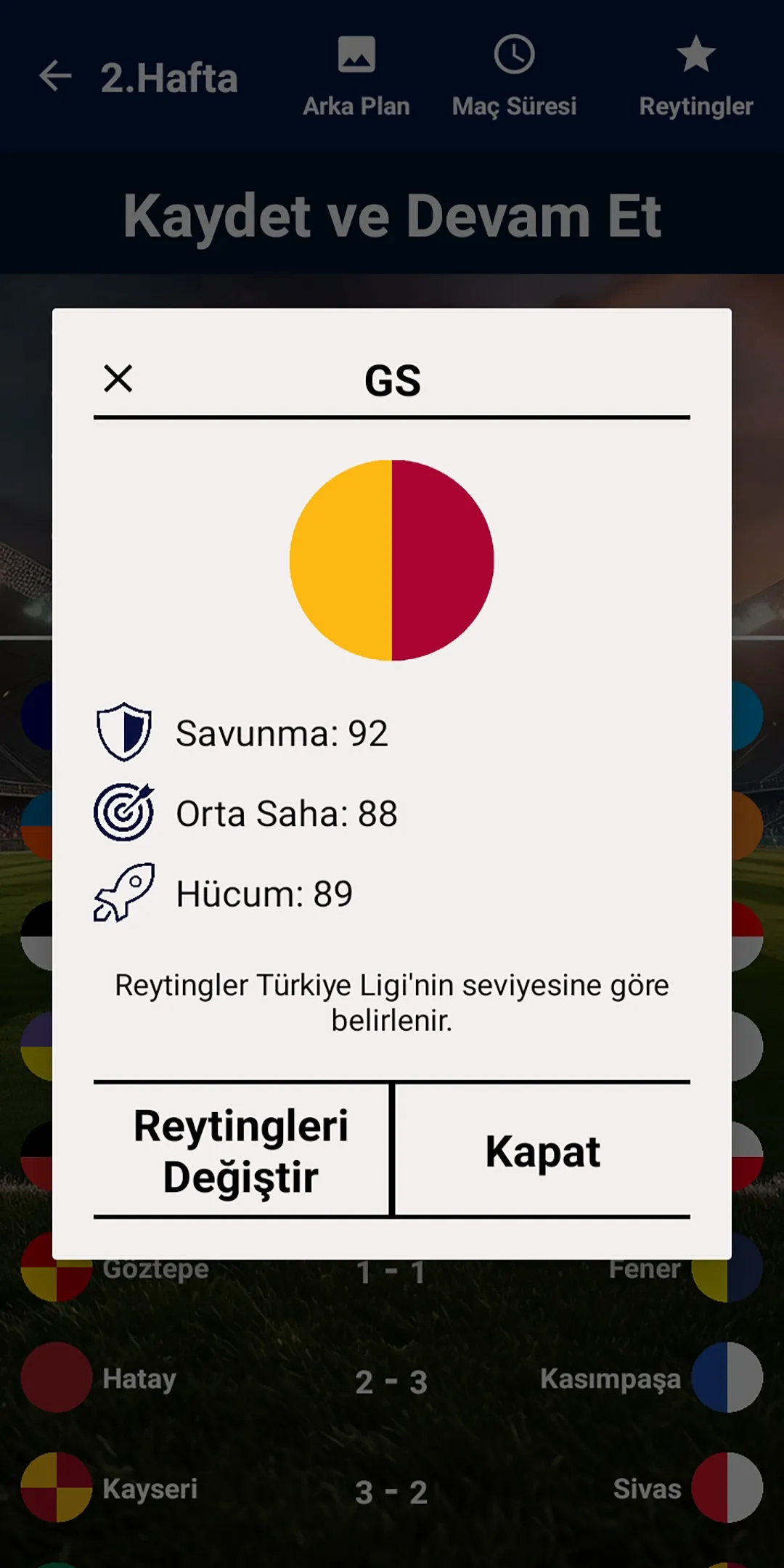 Türkiye Süper Lig Simülasyon | Indus Appstore | Screenshot