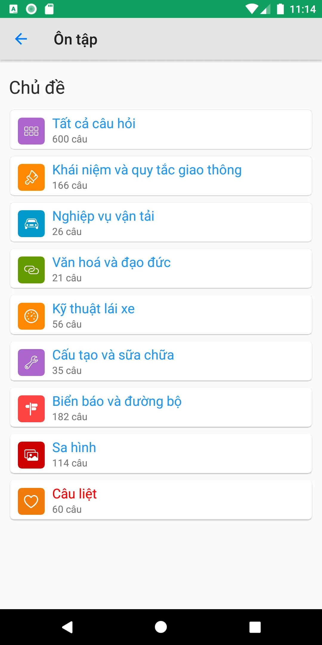 600 Câu Hỏi Ôn Thi GPLX | Indus Appstore | Screenshot