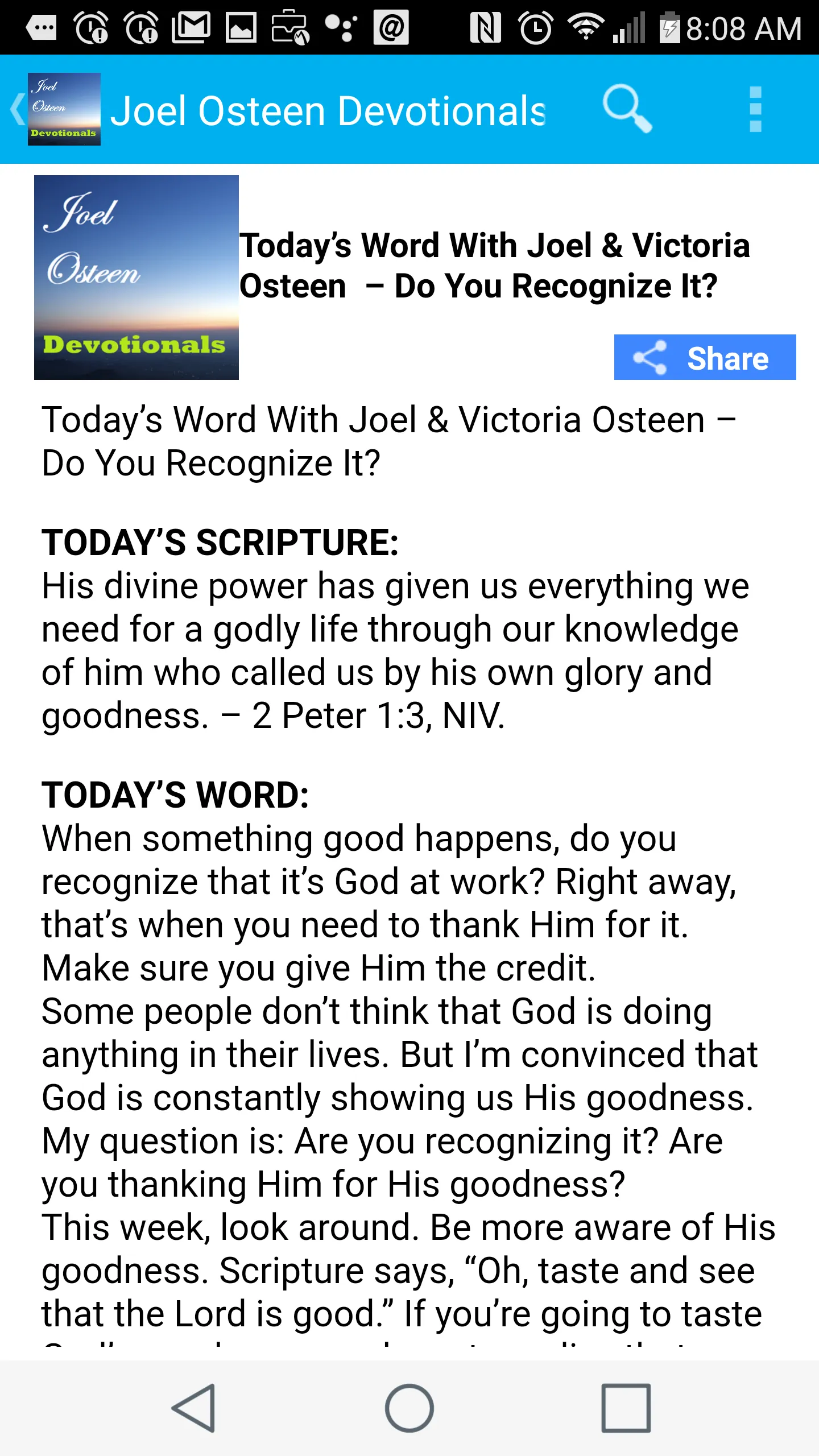 Daily Devotionals -Joel Osteen | Indus Appstore | Screenshot