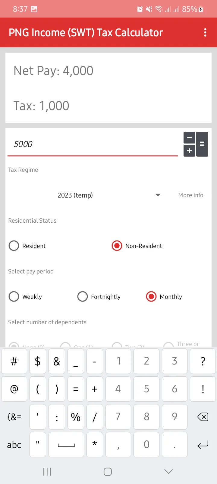 PNG Income Tax Calculator | Indus Appstore | Screenshot