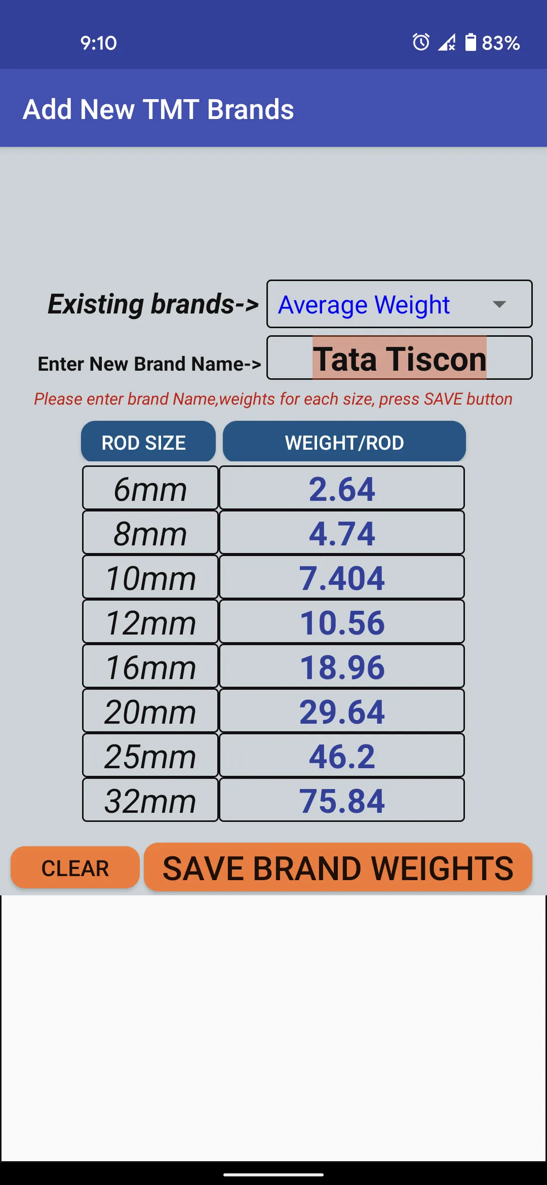 TMT Rebar Steel calculator | Indus Appstore | Screenshot