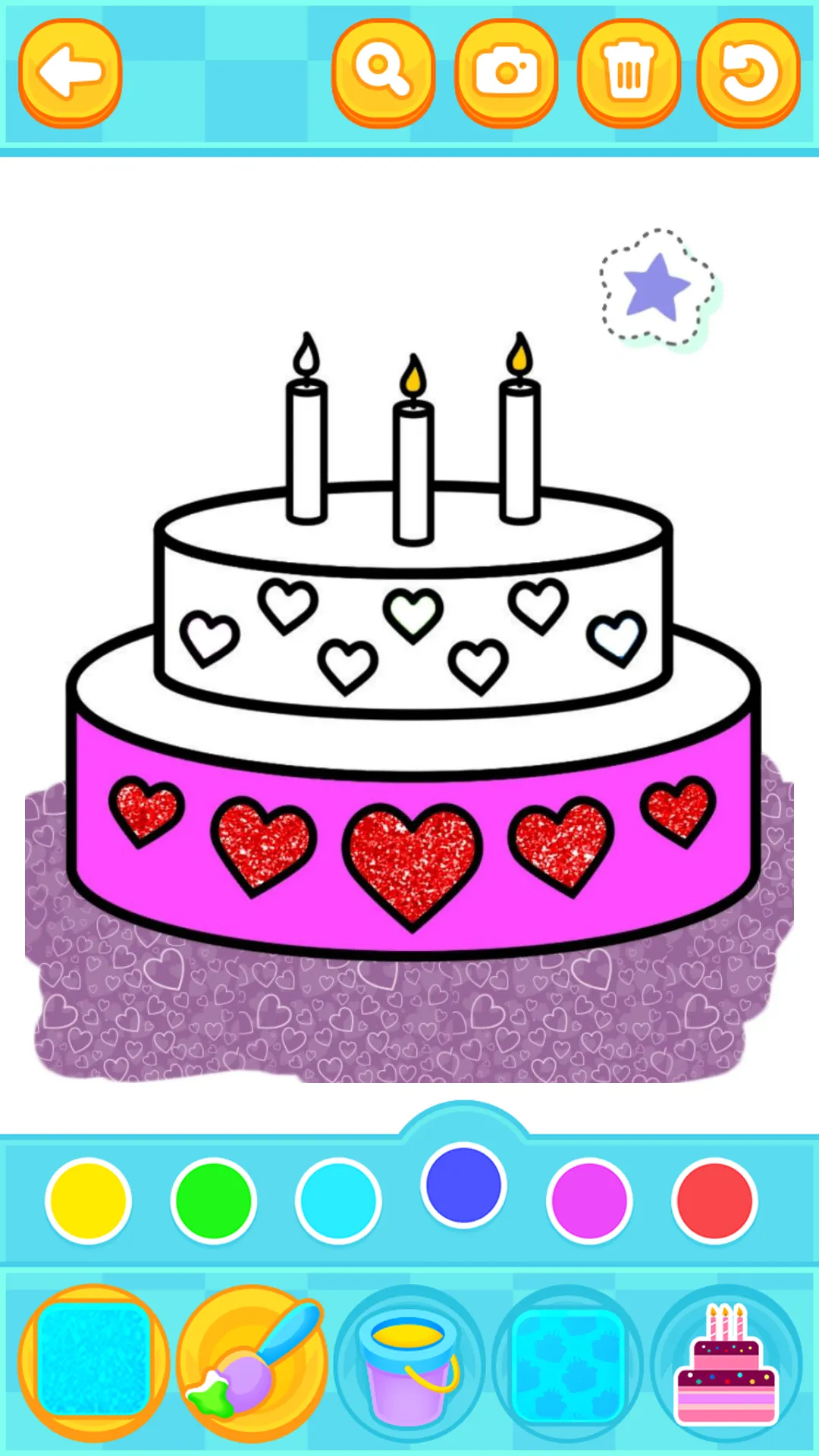 Glitter Birthday Cake Coloring | Indus Appstore | Screenshot